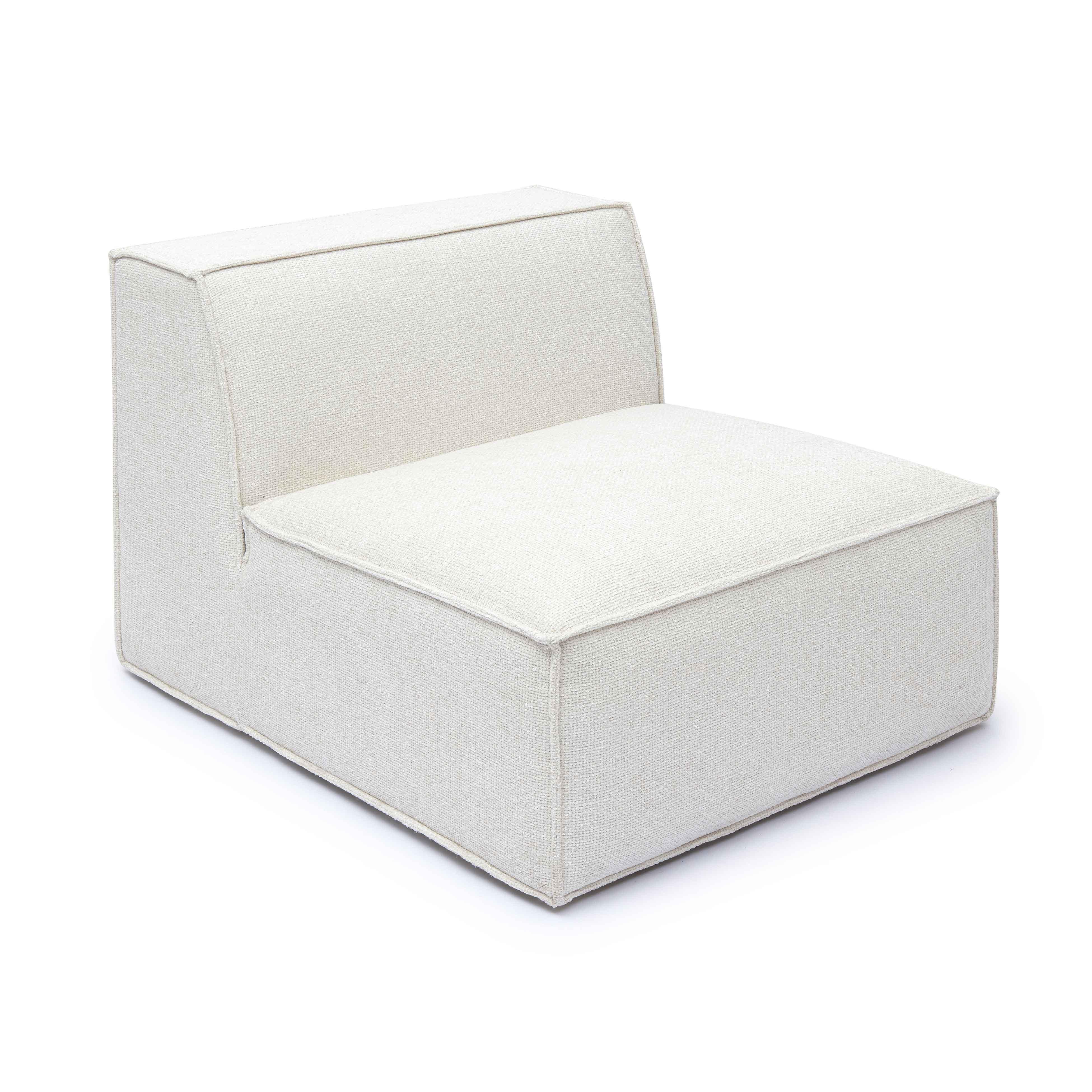 Mindy Cream Chenille Basketweave Armless Chair