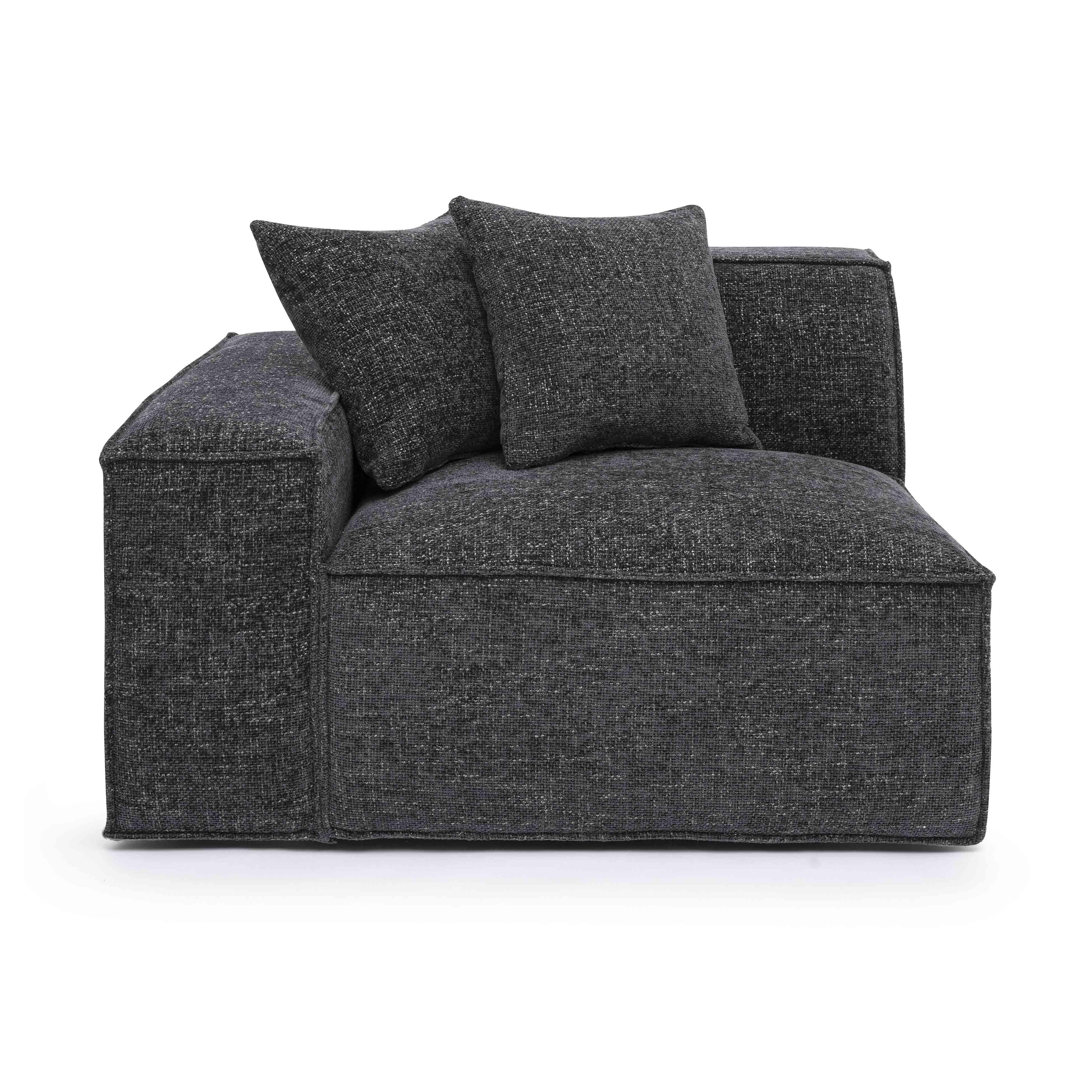 Mindy Charcoal Chenille Basketweave Laf Corner Chair
