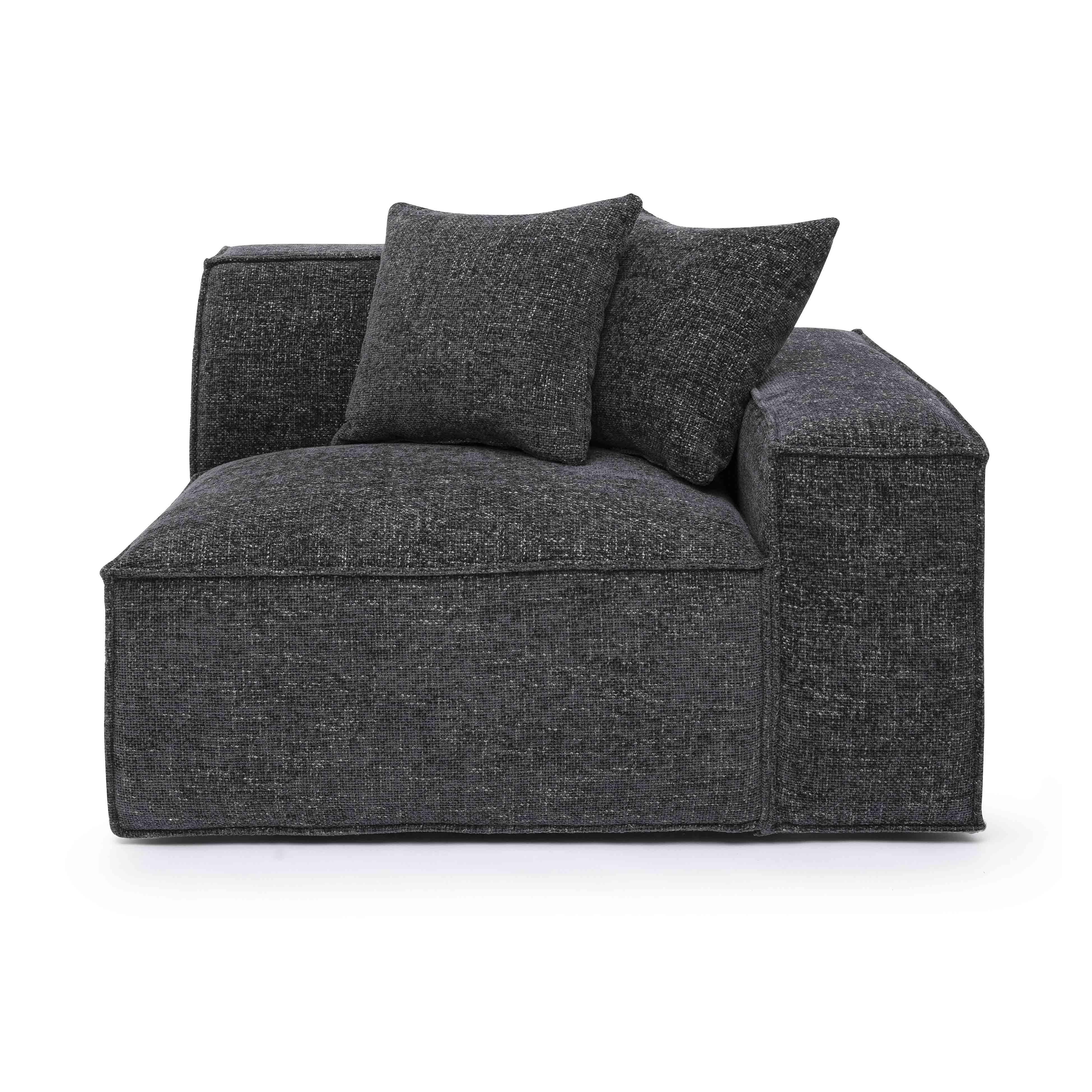 Mindy Charcoal Chenille Basketweave Raf Corner Chair