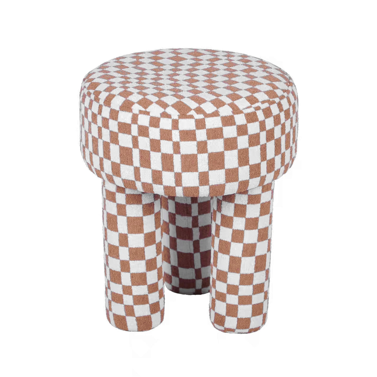 Claire Brown Checkered Boucle Stool – Virventures