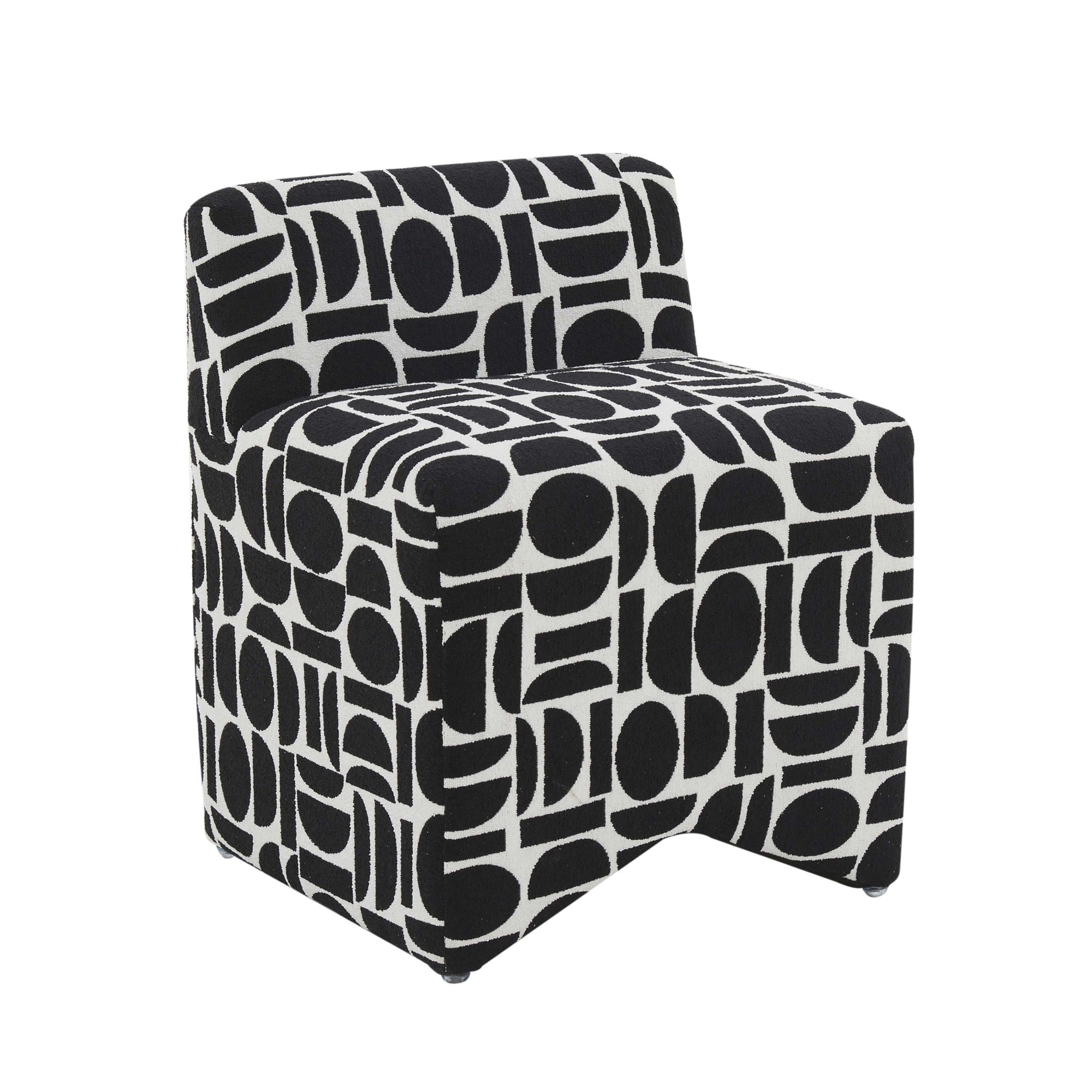 Pippa Black Geometric  Weave Stool
