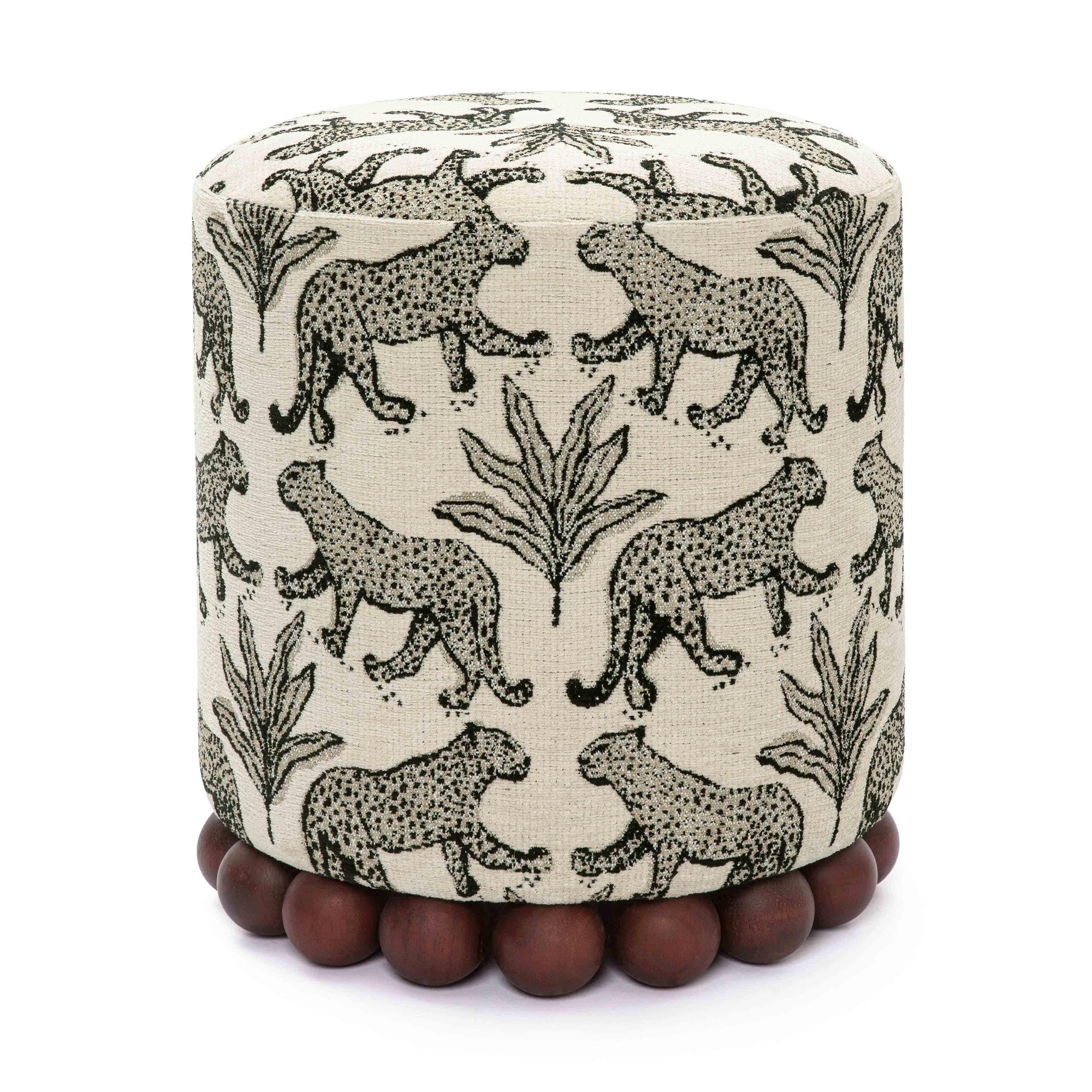 Dex Taupe Leopard  Ottoman