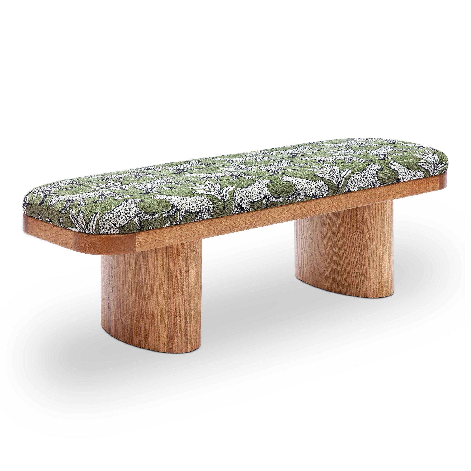 Ollie Olive Green Leopard  Bench