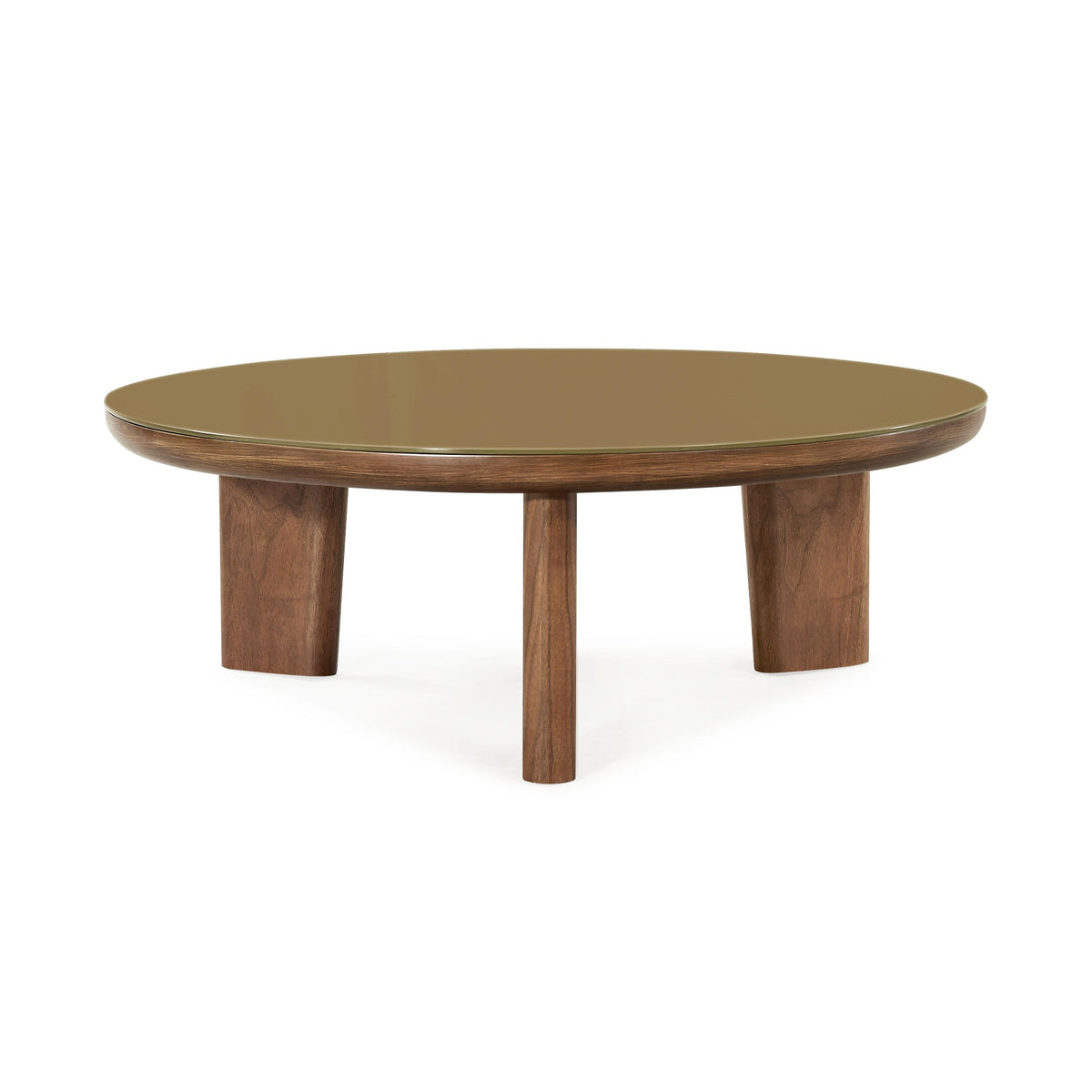 Oani Walnut And Glass Round Coffee Table