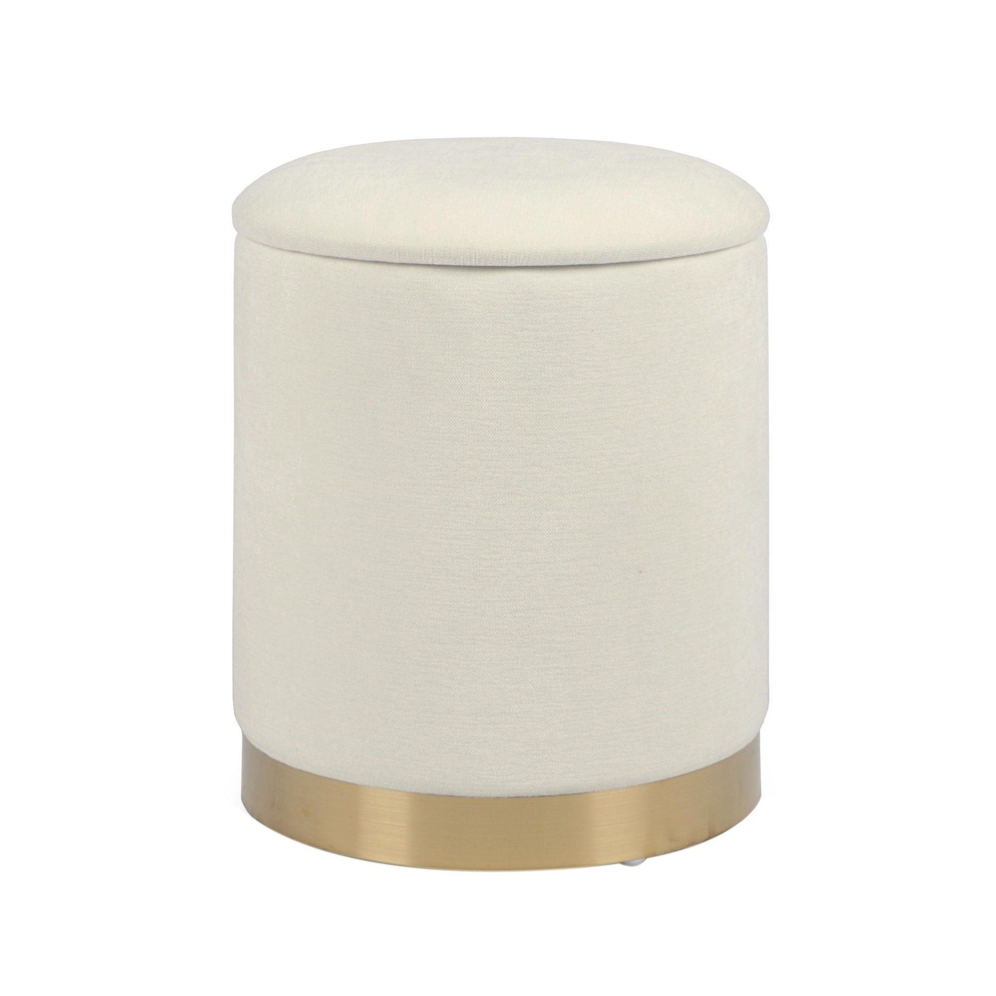 Zoe Cream Chenille Storage Ottoman