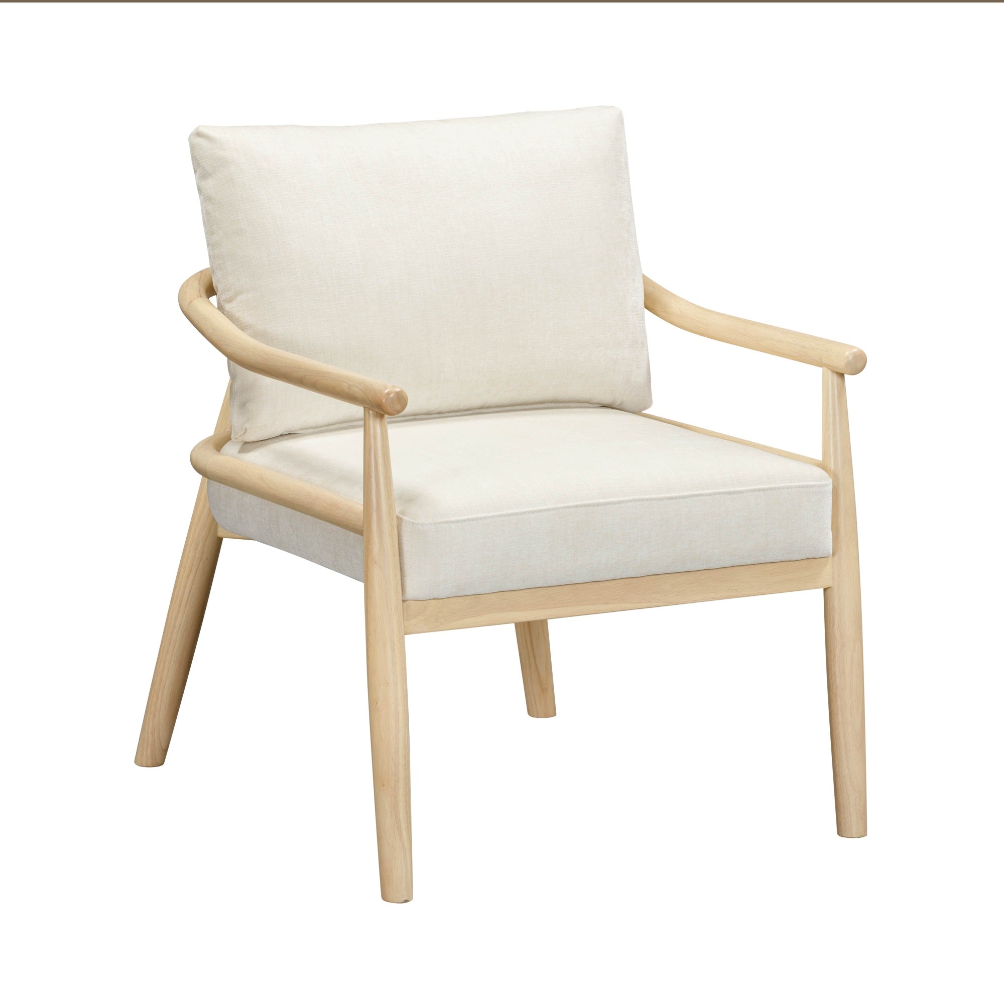 Cream Chenille Velvet Accent Chair