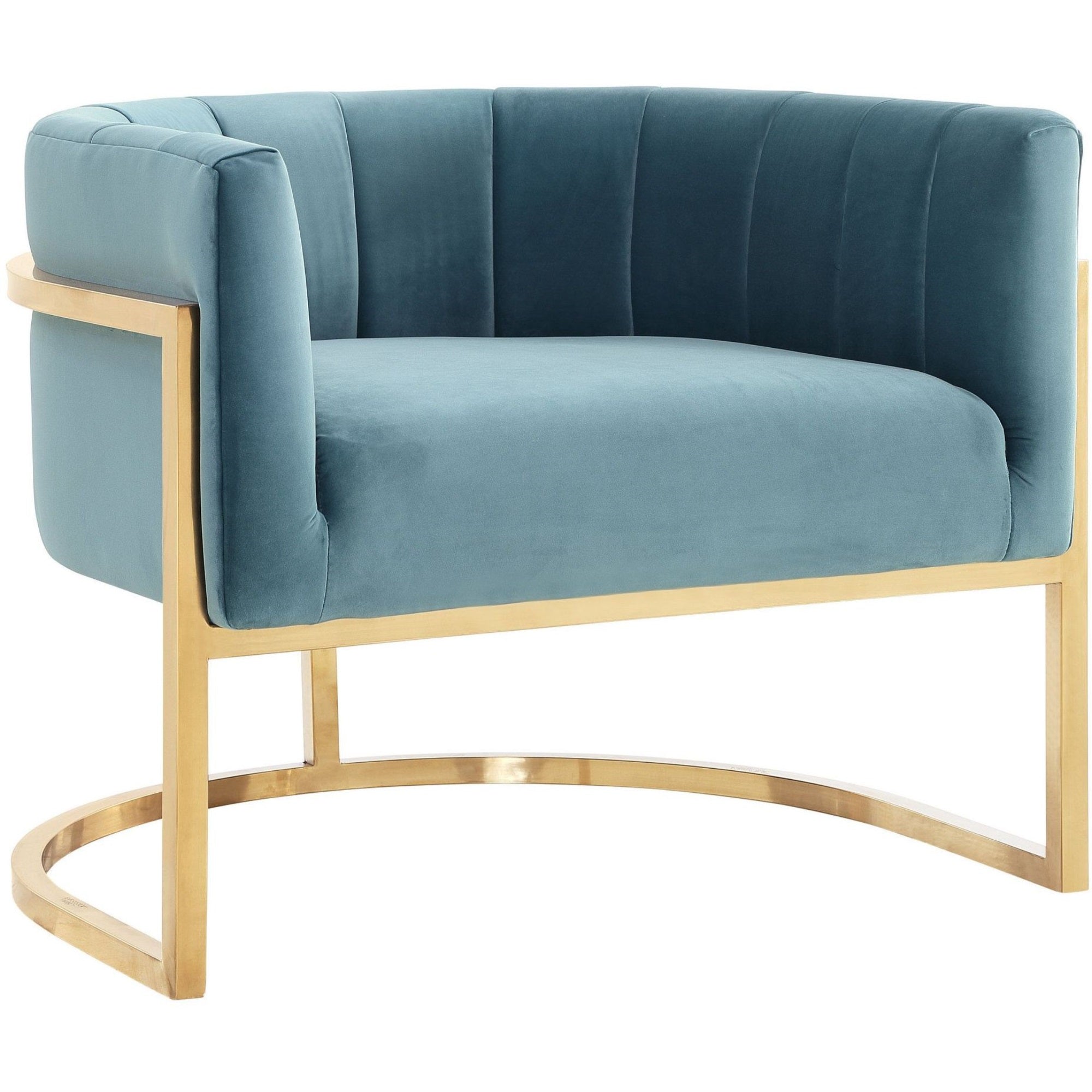 Magnolia Sea Blue Chair With Gold Base