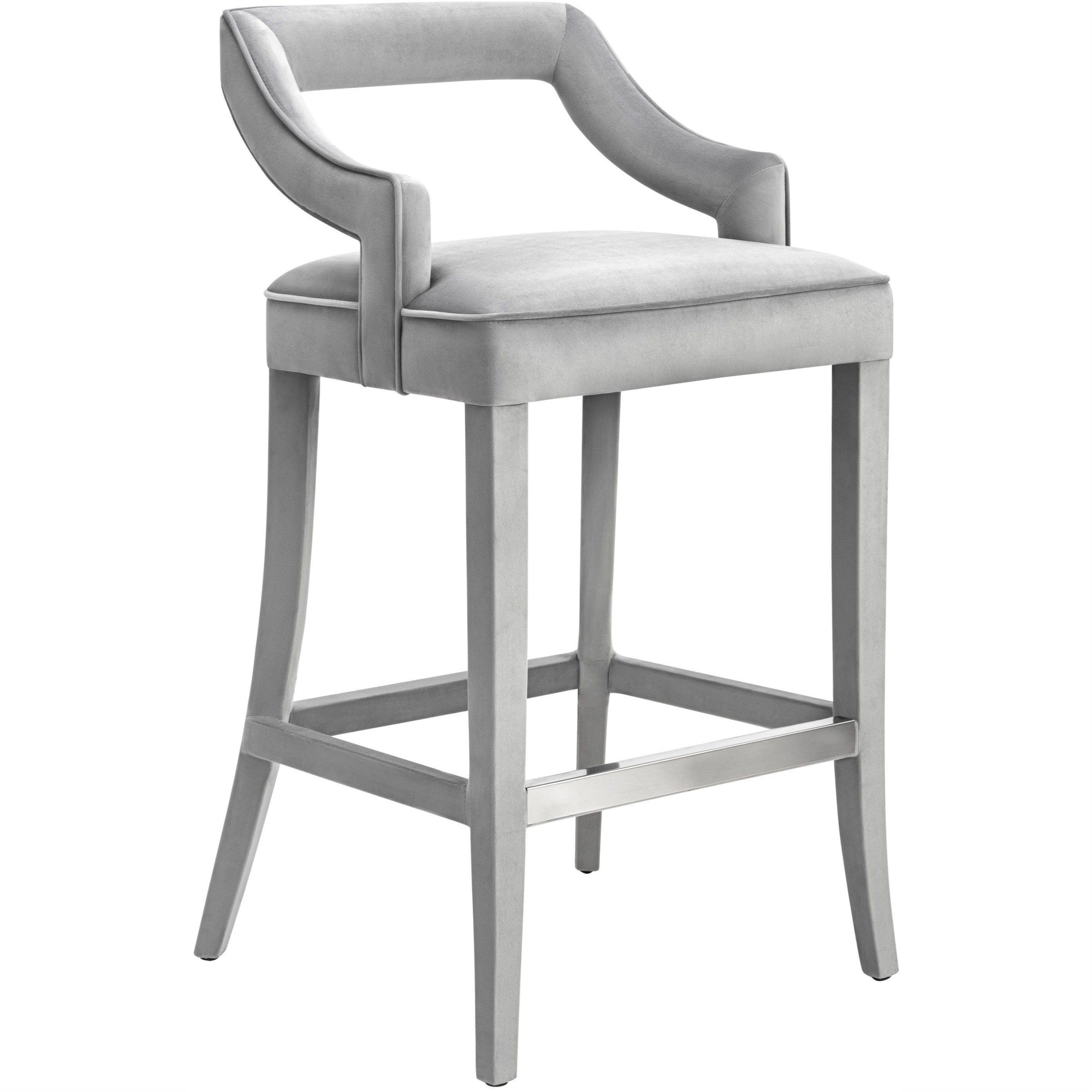 Tiffany Grey Velvet Bar Stool