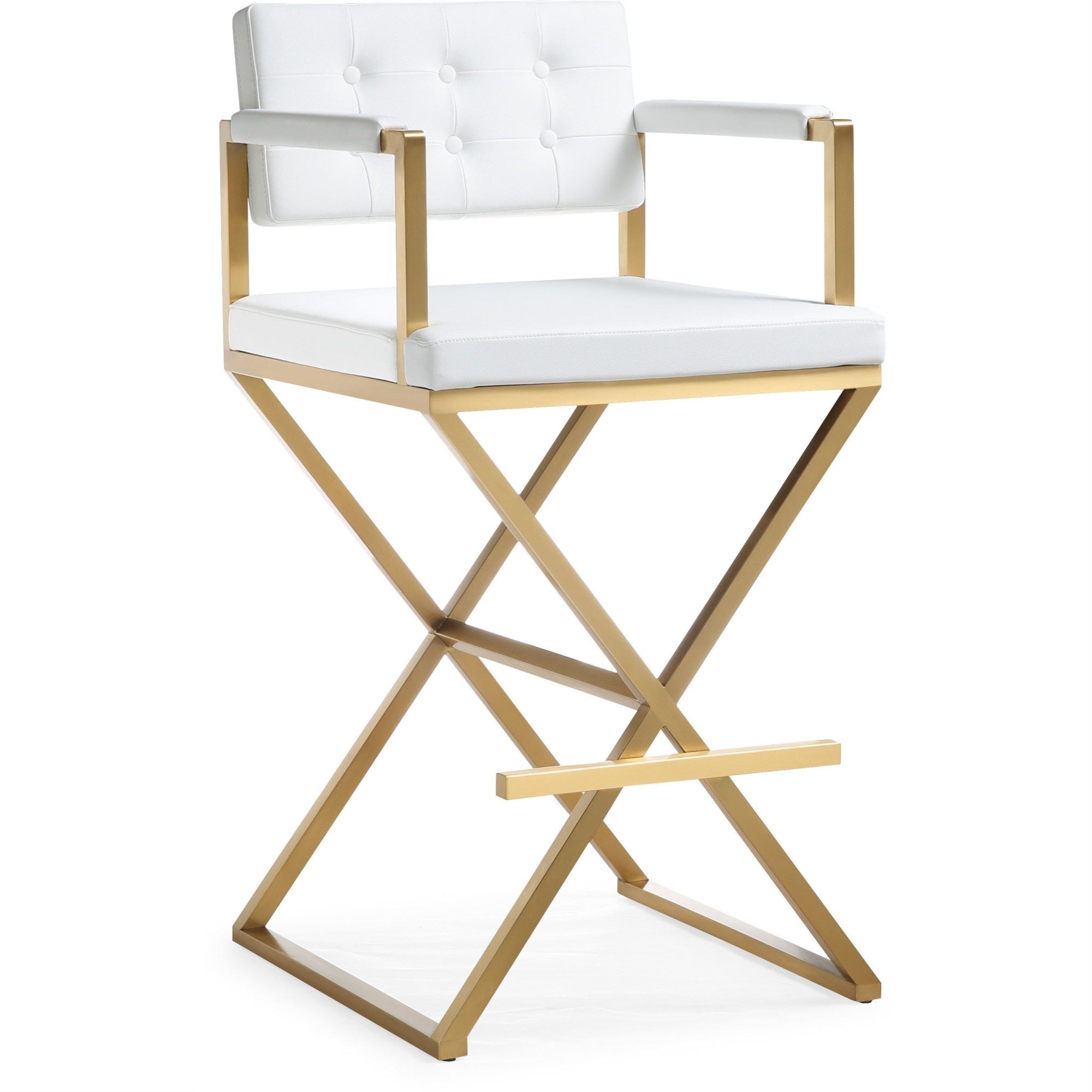 Director White Gold Steel Barstool