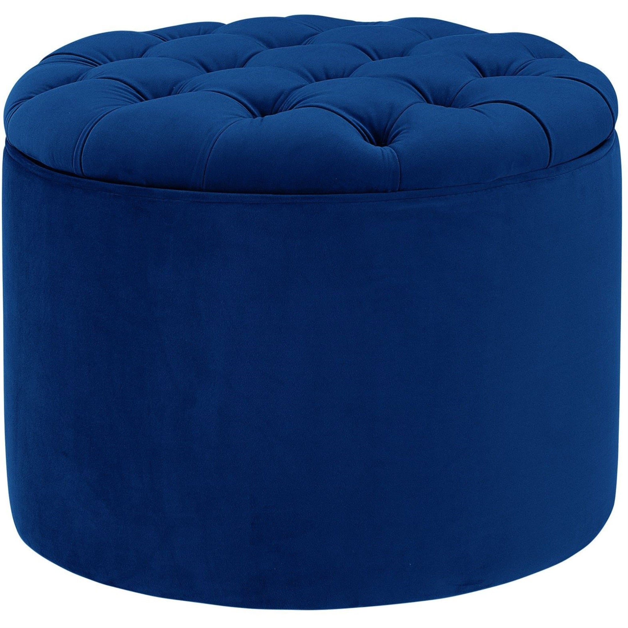Queen Navy Velvet Storage Ottoman