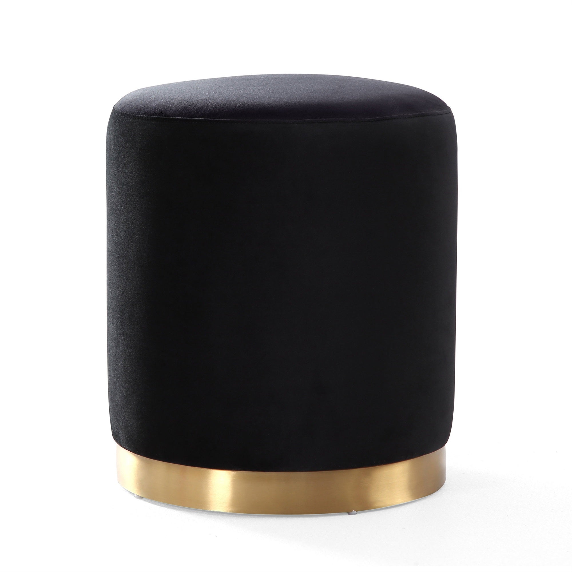 Opal Black Velvet Ottoman -Gold Base