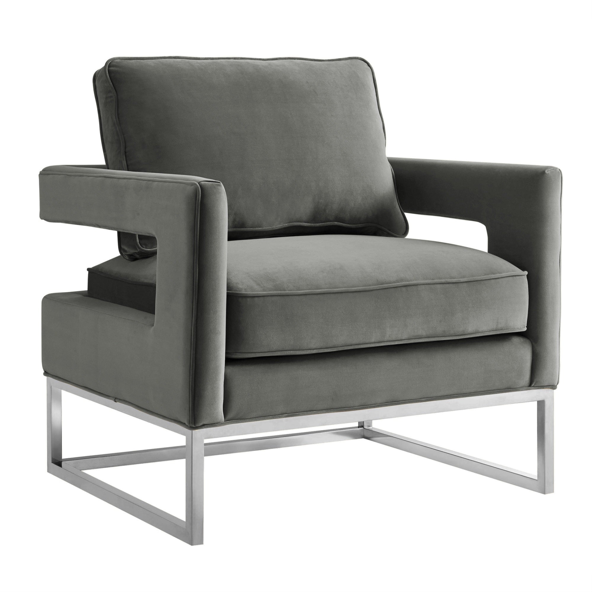Avery Grey Velvet Chair - Silver Frame