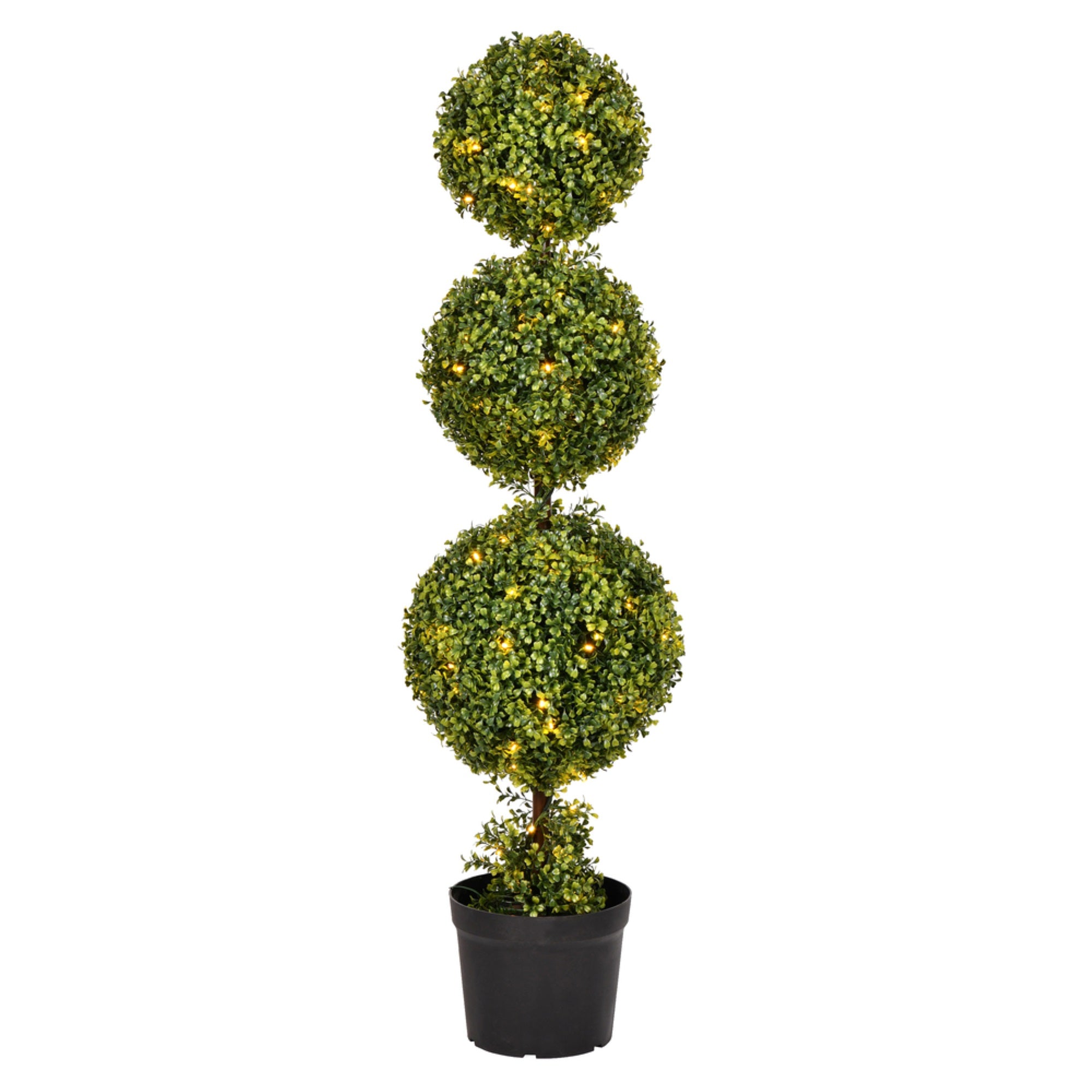 4' Boxwood Triple Ball w/ Pot 140WW LED