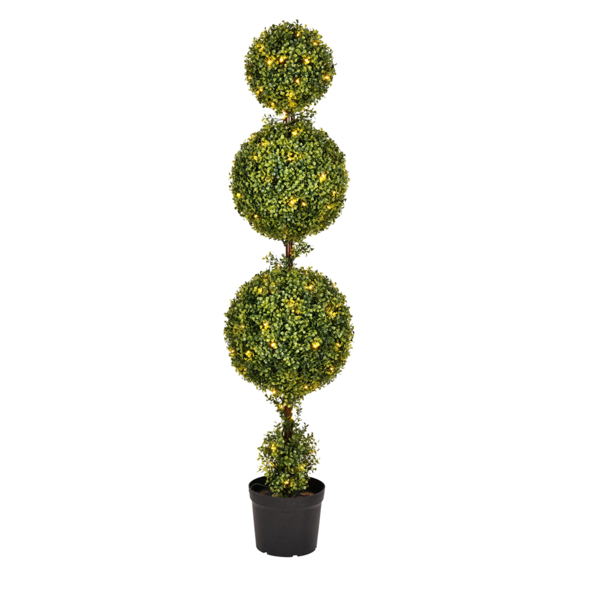 5' Boxwood Triple Ball with Pot 150WWLED