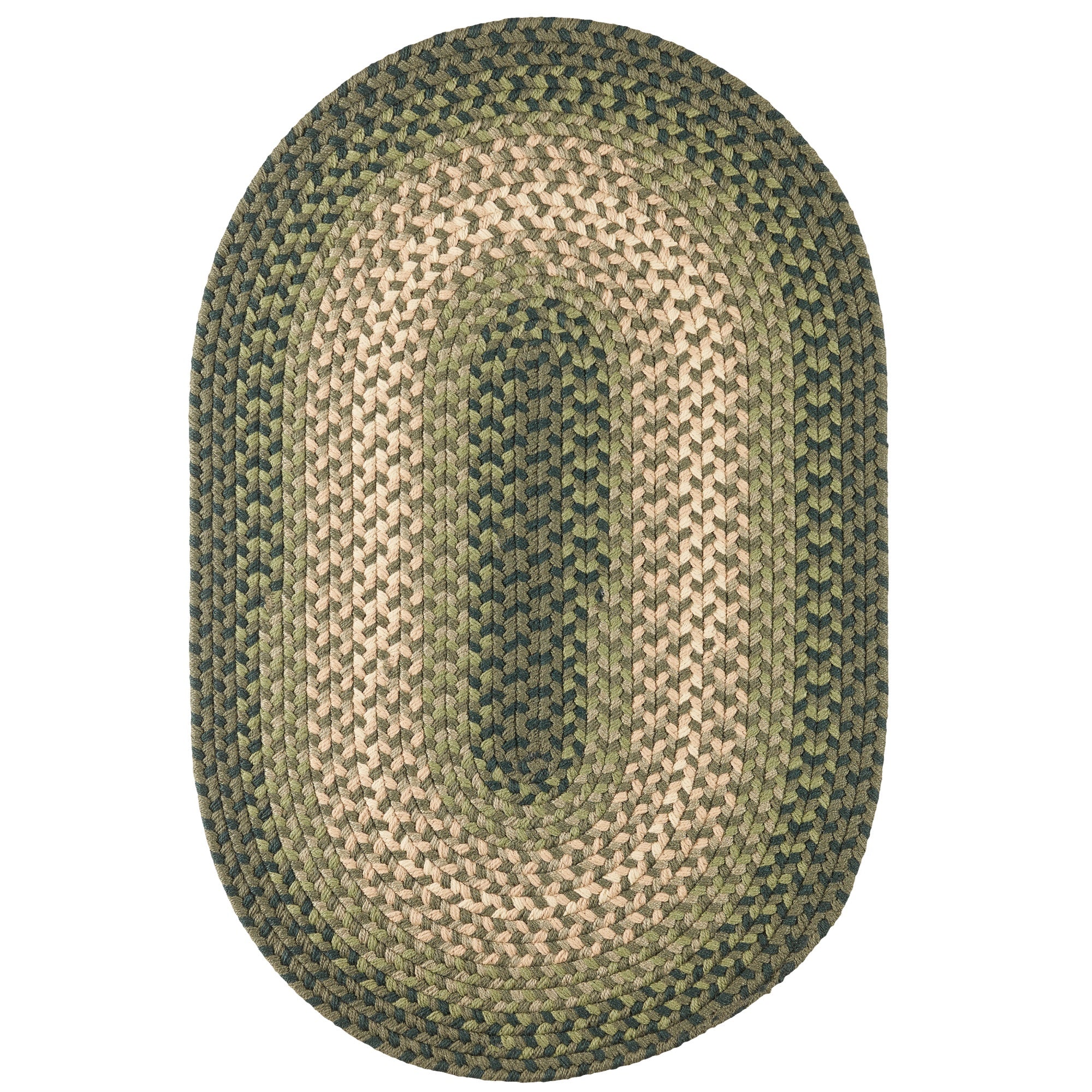 Rhody Rug TR22R060X096 Braided Area Rugs, Green Multi, 5' x 8'