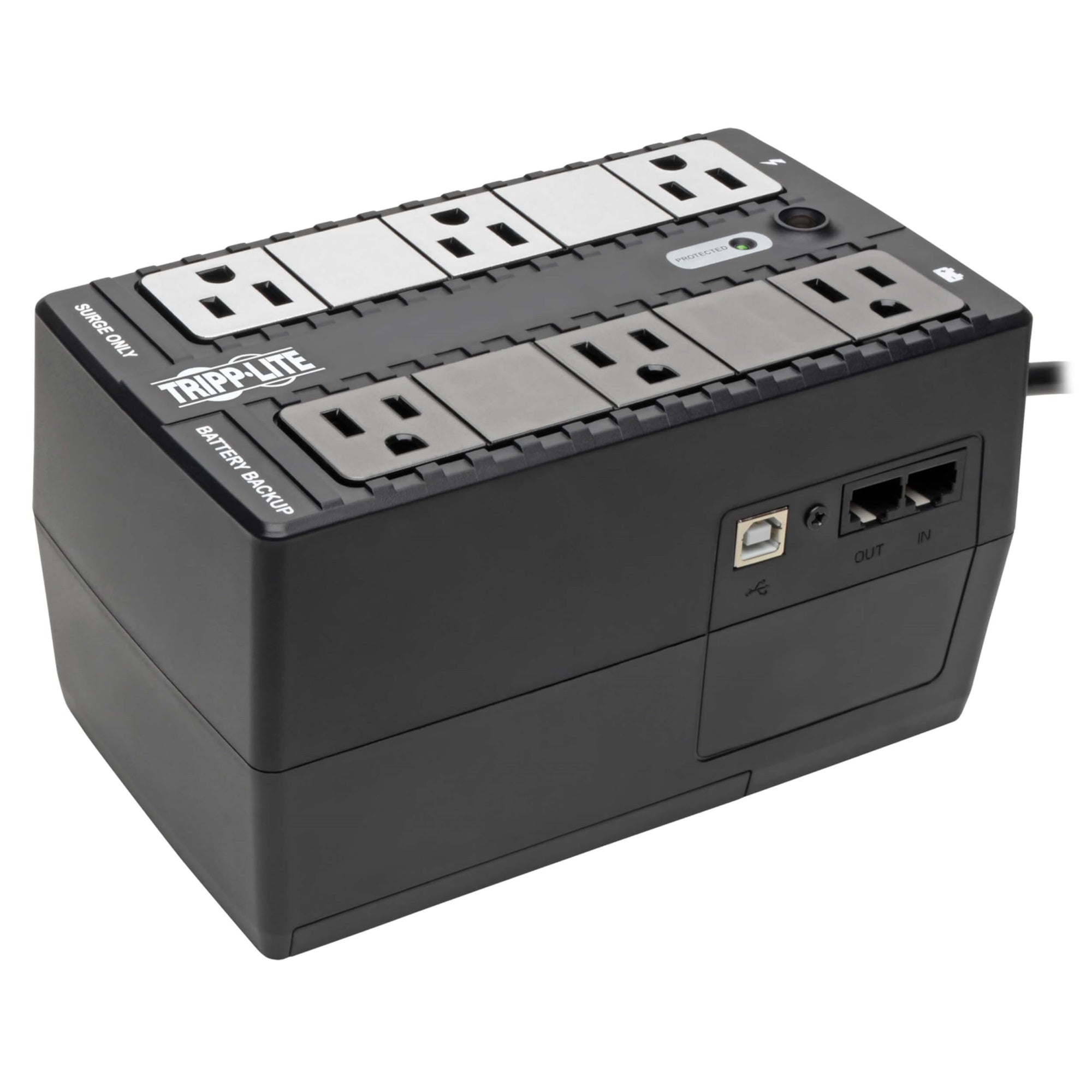 Tripp Lite INTERNET350U 350VA 180W UPS Desktop Battery Back Up Compact 120V USB RJ11 PC, 6 Outlets, Black