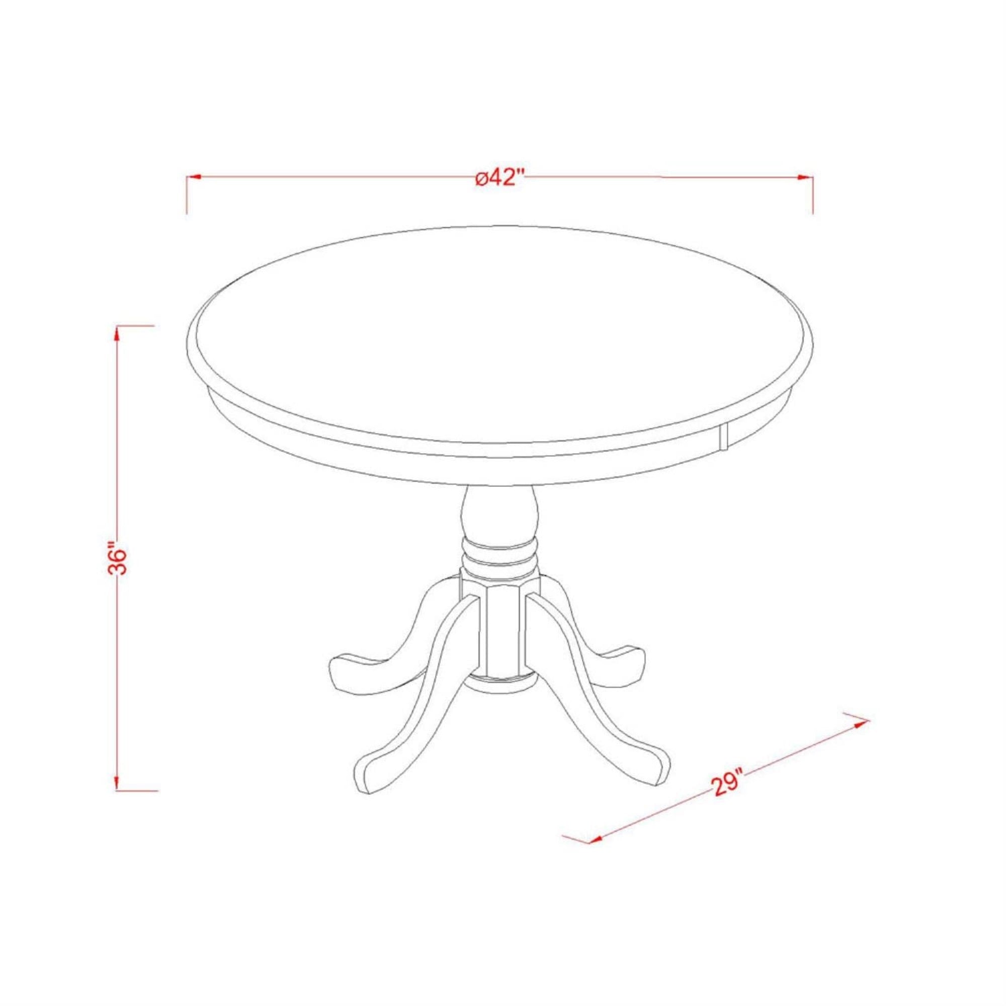 Casafoyer Kitchen Counter Height Round Dining Table Top With Pedestal Base, 42 X 42 X 36, Black & Cherry