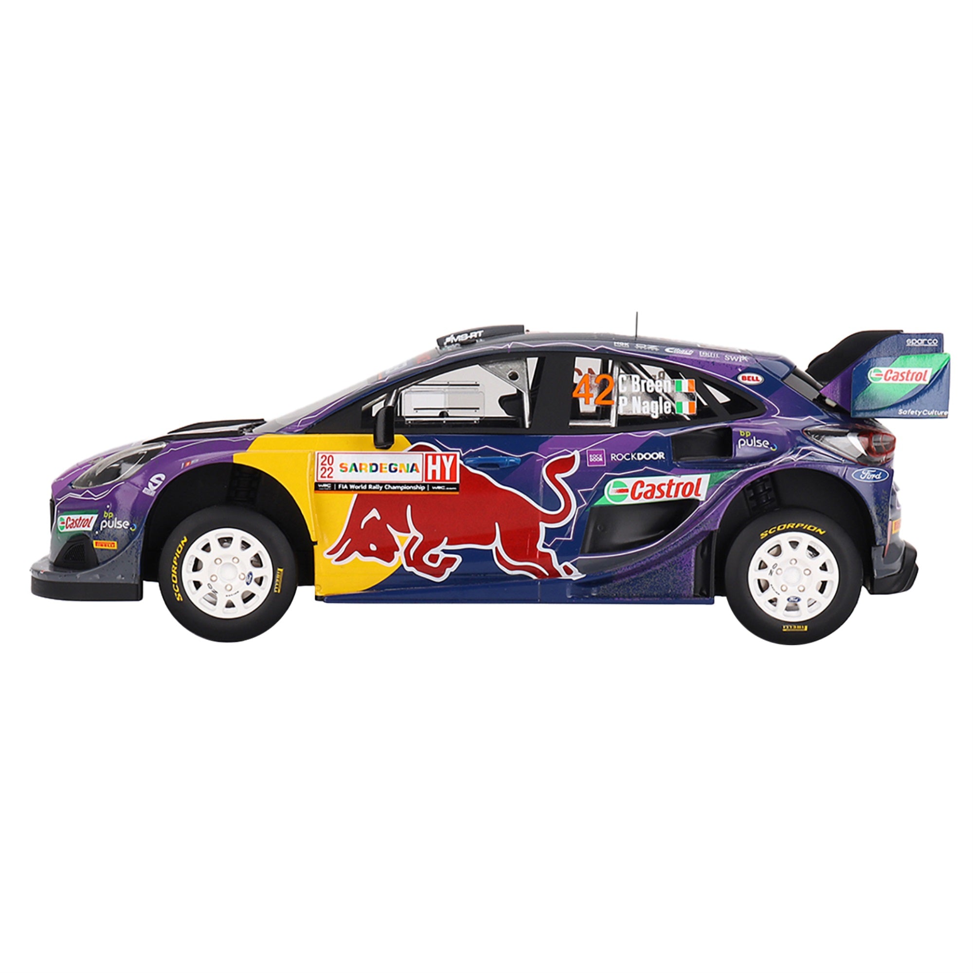 Ford Puma Rally1 #42 Craig Breen - Paul Nagle 'M-Sport Ford ' 2Nd Place 'Rally Italia Sardegna' (2022) 1/18 Model Car By Top Speed