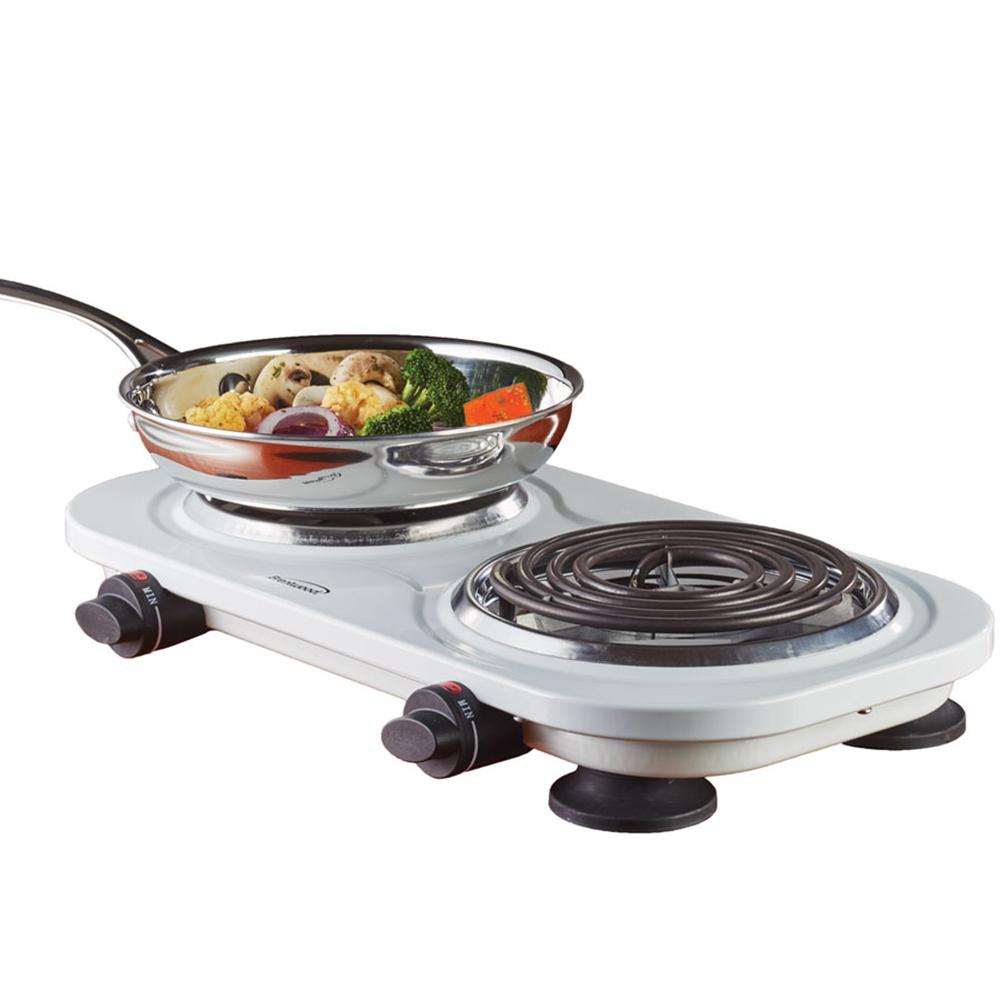 BRENTWOOD ELECTRIC DOUBLE BURNER - WHITE