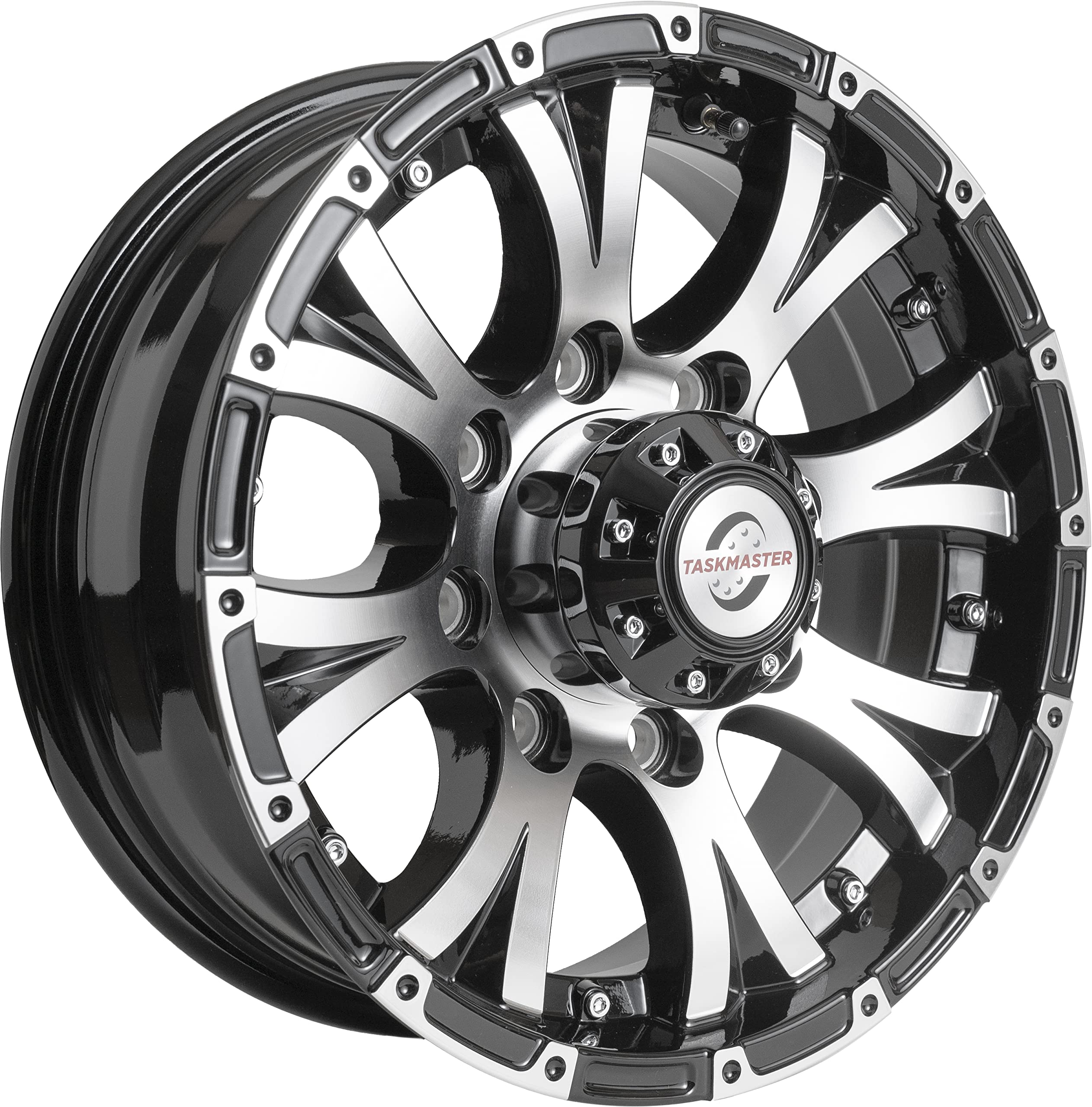Aluminum Viking 16X6 8X6.5 Black Machine Lip W/ Black Center Cap Trailer Wheel 3