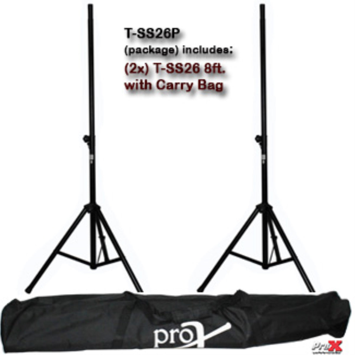 Prox T-Ss26P  8' (96) All Metal Speaker Stand Set Of 2 W/Carrying Case