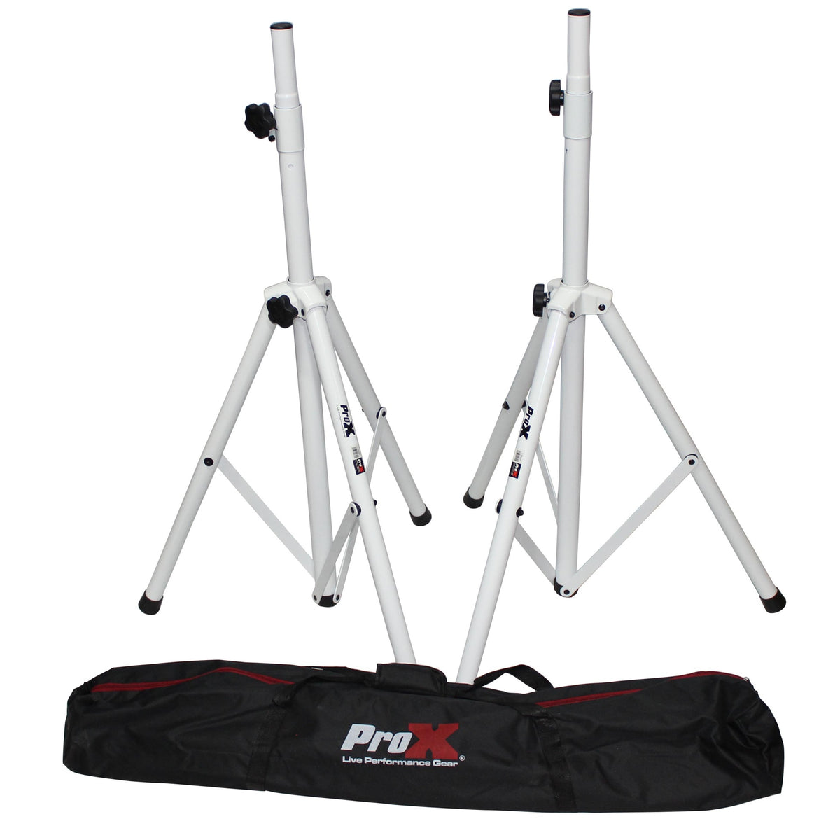 Prox T-Ss28P White Heavy-Duty All Metal Speaker Tripod Stand Set Of 2 4-7 Ft. (44-84) Cloud Series