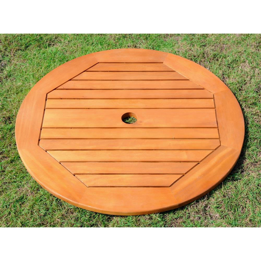 Royal Tahiti Outdoor 20??Round Lazy Susan with Umbrella Hole -Brown Stain