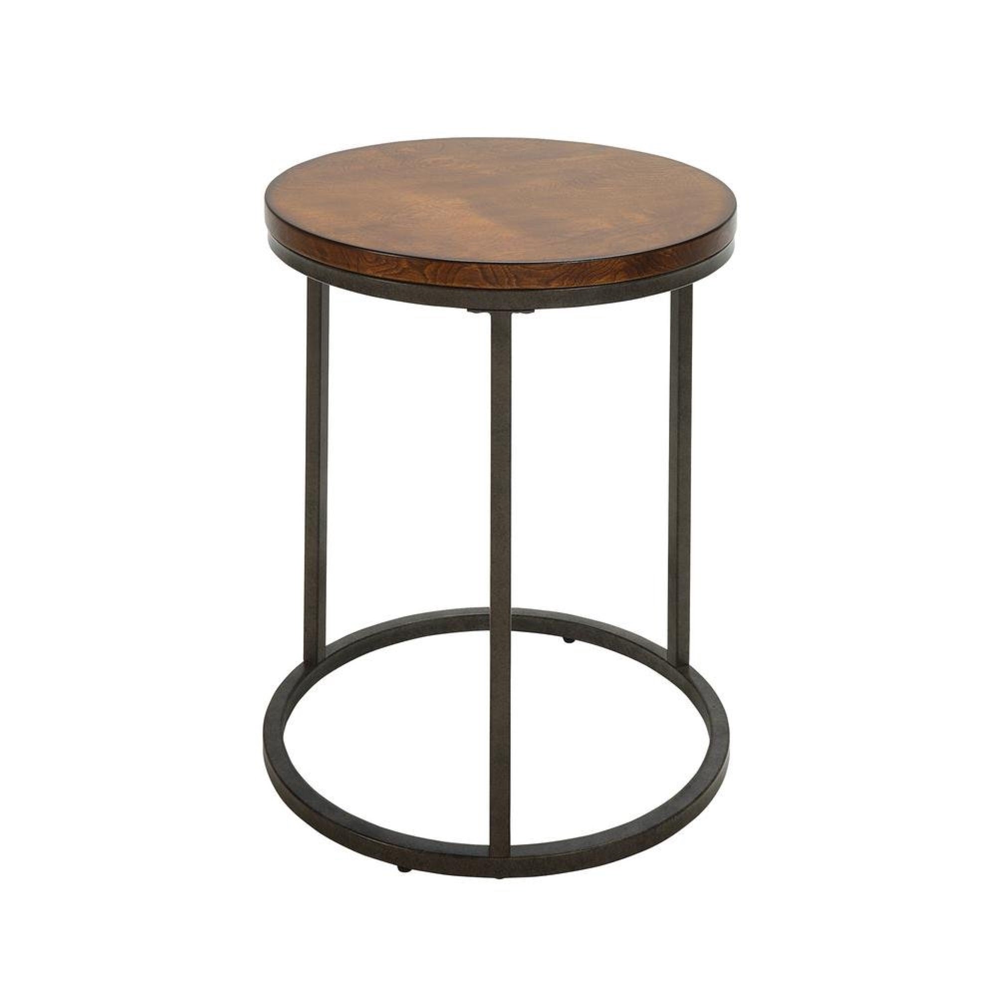 Orson 18″ Round Top Accent Table - Chestnut/Industrial