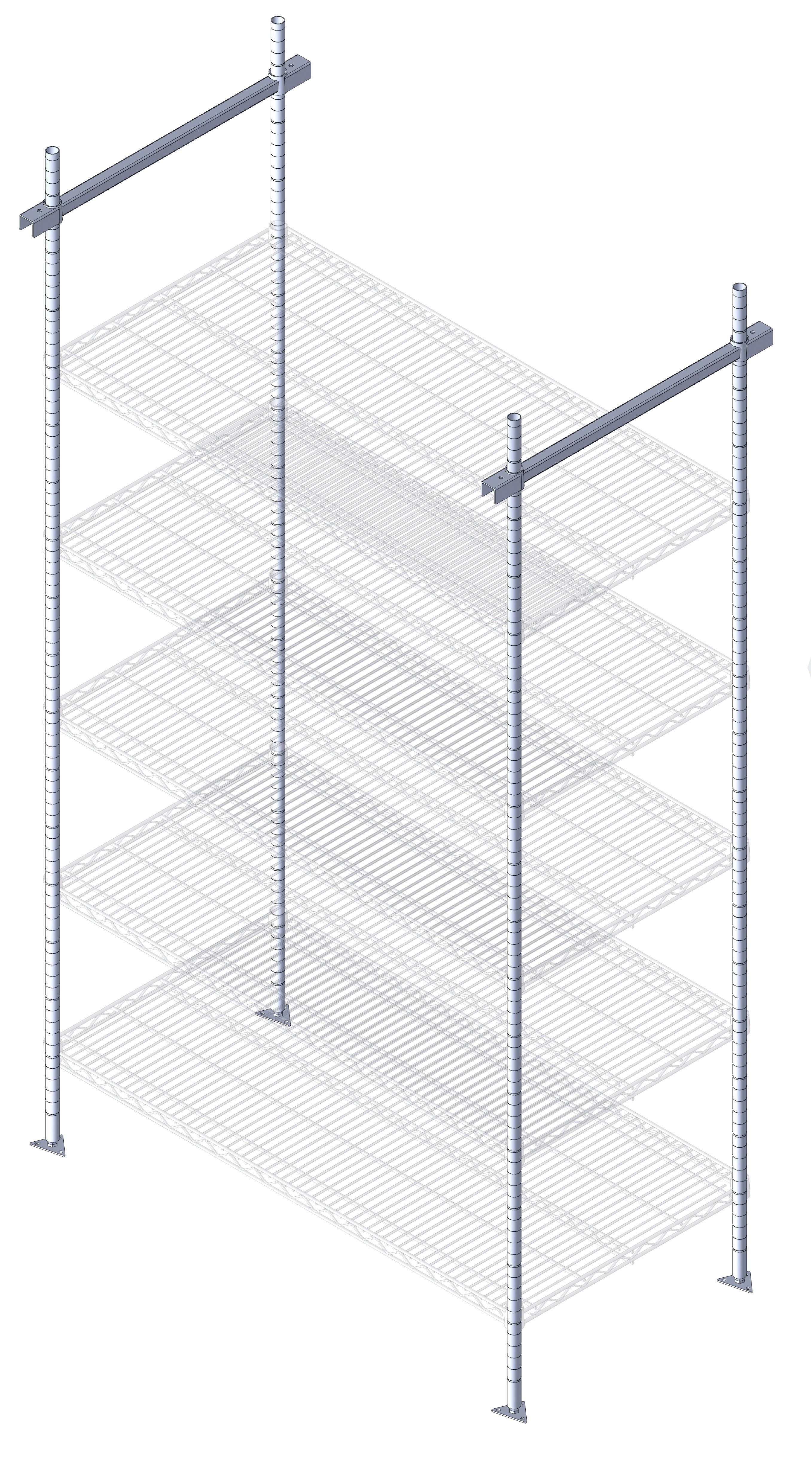 Intermediate Kit, 18", includes: (4) 86"H posts, (4) foot plates and (2) double-sided overhead track support brackets, chrome plated finish, NSF, Made in USA