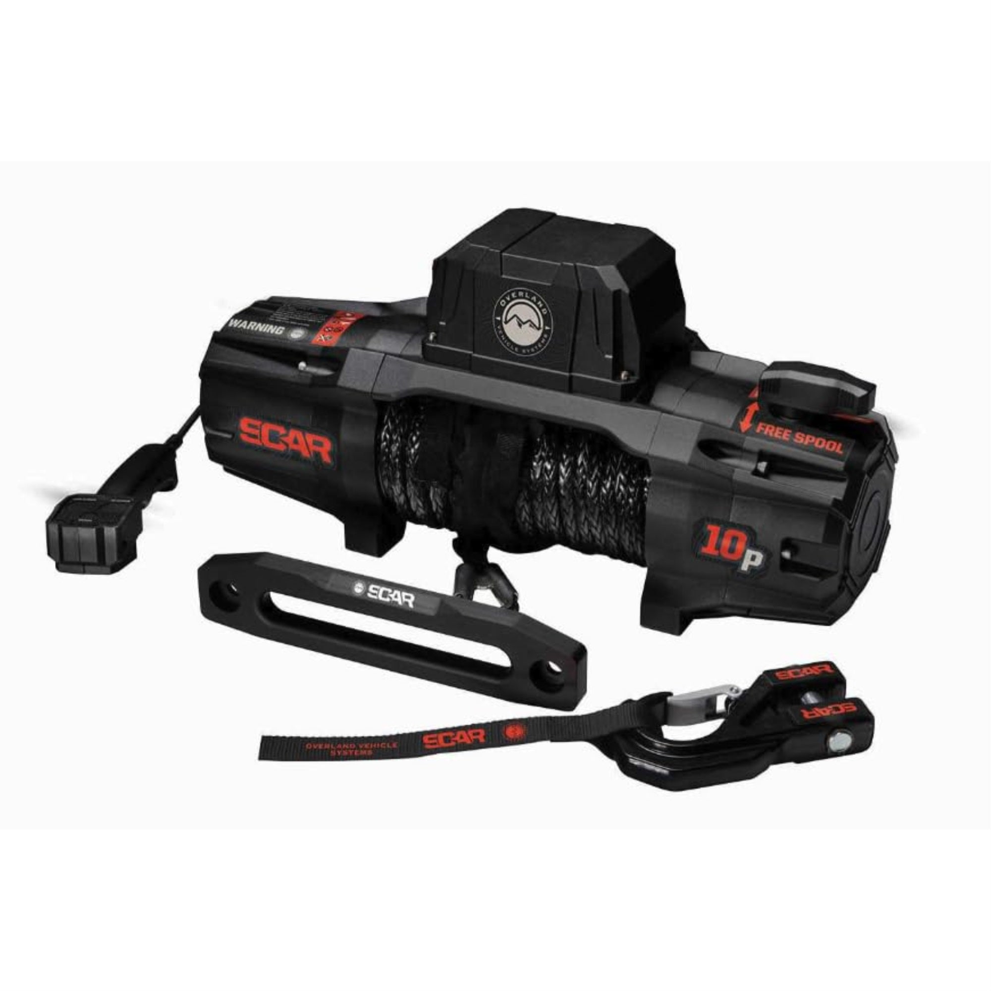 Overland Vehicle Systems Scar Off Road Winch With Synthetic Rope & Wireless Remote (10,000 Lbs)