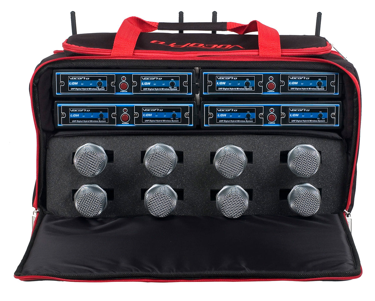 8 CHANNEL WIRELESS HANDHELD MICROPHONE SYSTEM IN A BAG