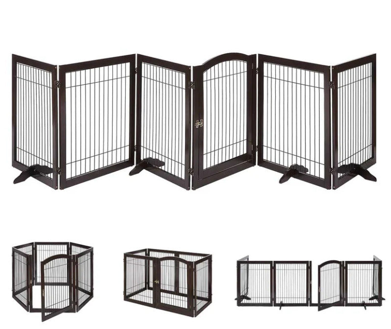 Ergode 6 Panel Dog Gate & Playpen: Secure, Spacious, Stylish (Espresso)