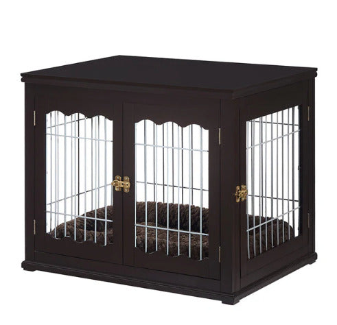Ergode Large Dog Crate With Cushion - Spacious & Stylish Espresso Design