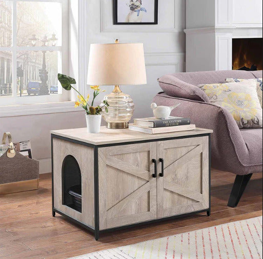 Ergode Weathered Grey Cat Litter Box Enclosure: Stylish, Spacious, And Durable