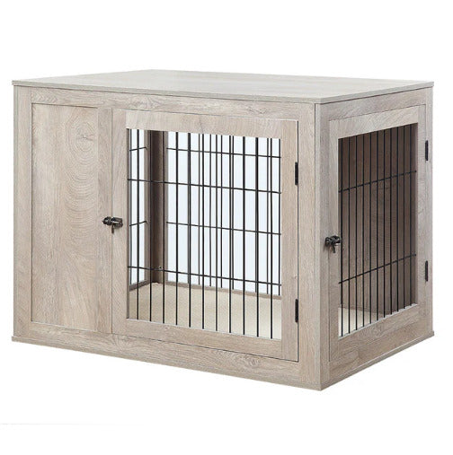 Ergode Weathered Grey Dog Crate With Cushion - Medium Size
