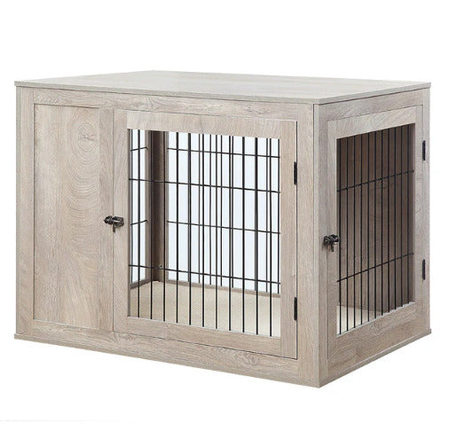 Ergode Large Dog Crate With Cushion - Spacious & Stylish, Weathered Grey