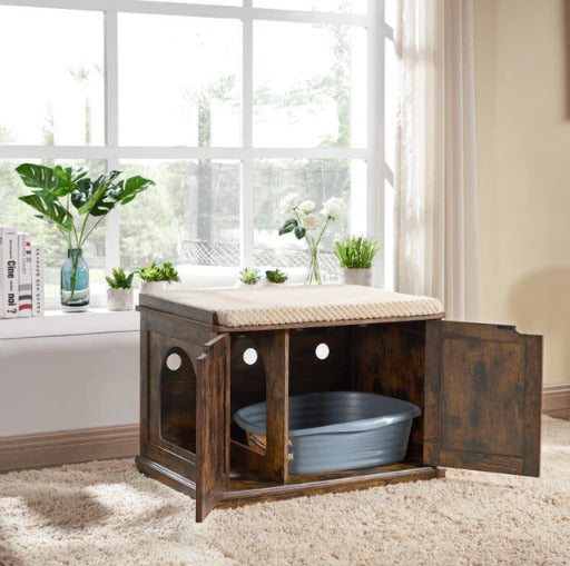 Rustic Cat Litter Box Enclosure - Stylish And Functional Solution