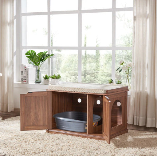 Walnut Cat Litter Box Enclosure - Stylish And Functional Solution