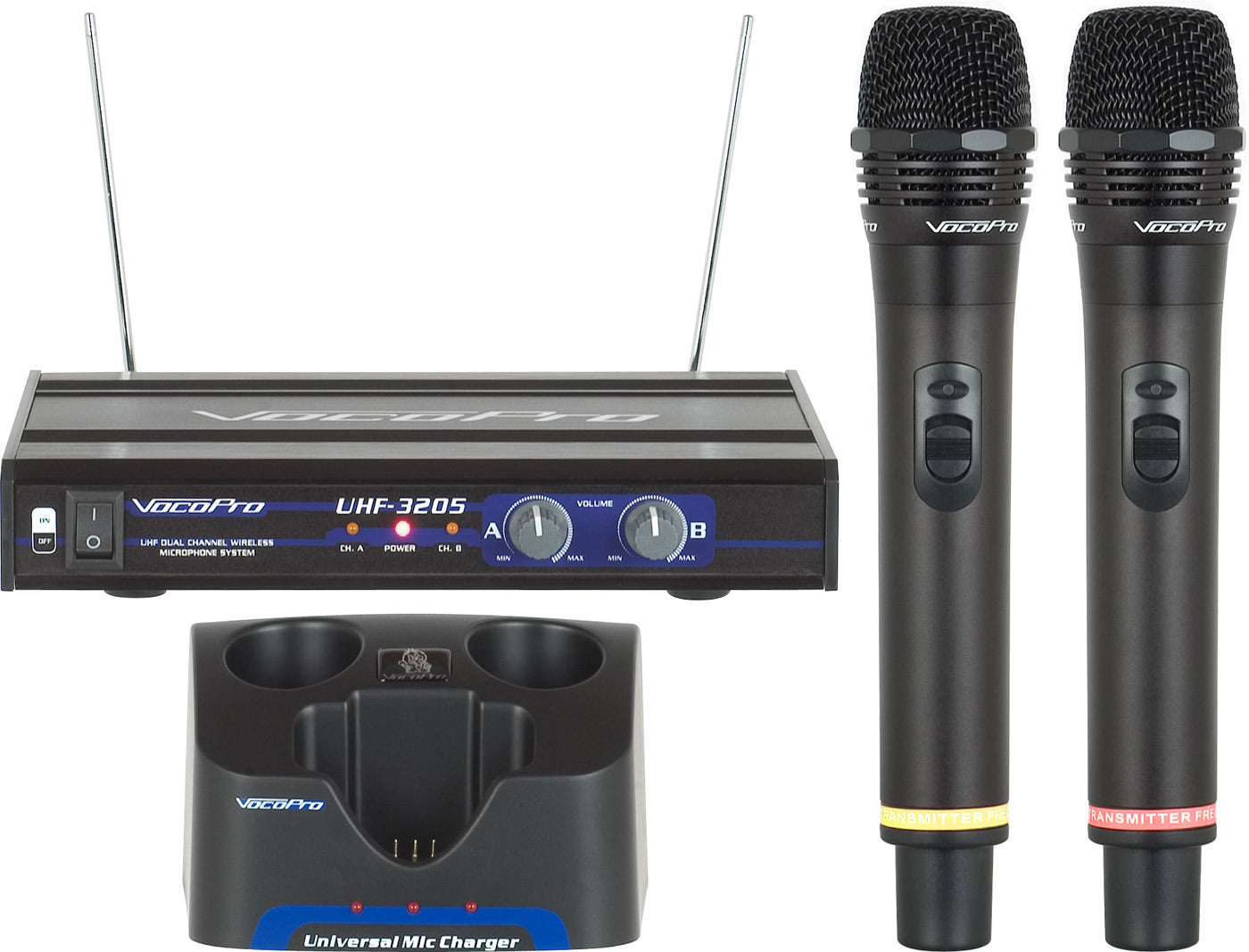 UHF Dual-Channel Rechargeable Wireless Microphone System