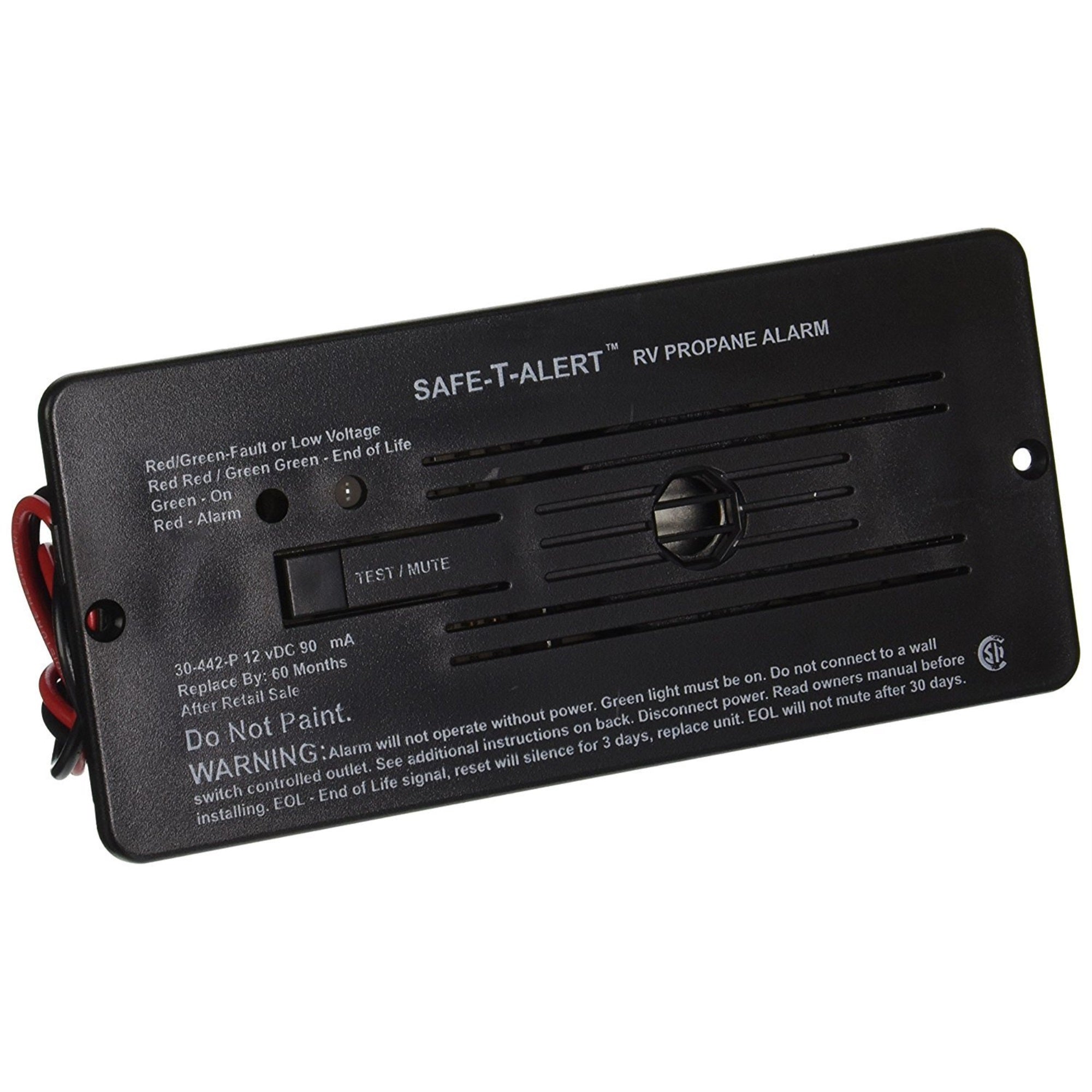 Safe T Alert 30-442-P-Bl Rv Trailer Classic Lp Gas Alarm Flush Mount Black