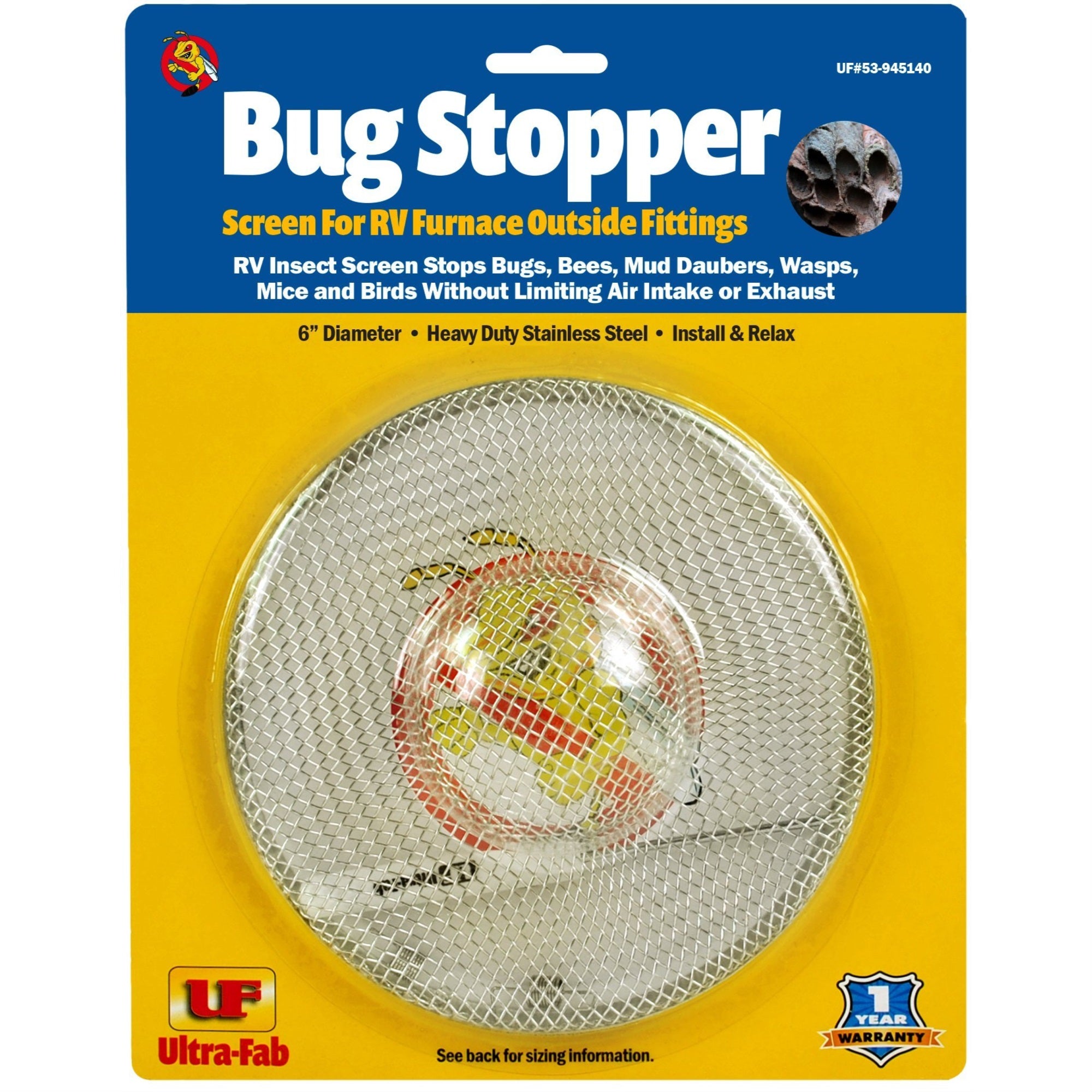 Ultra-Fab Bug Stopper Screen For Rv Furnace Outside Fittings 53-945140