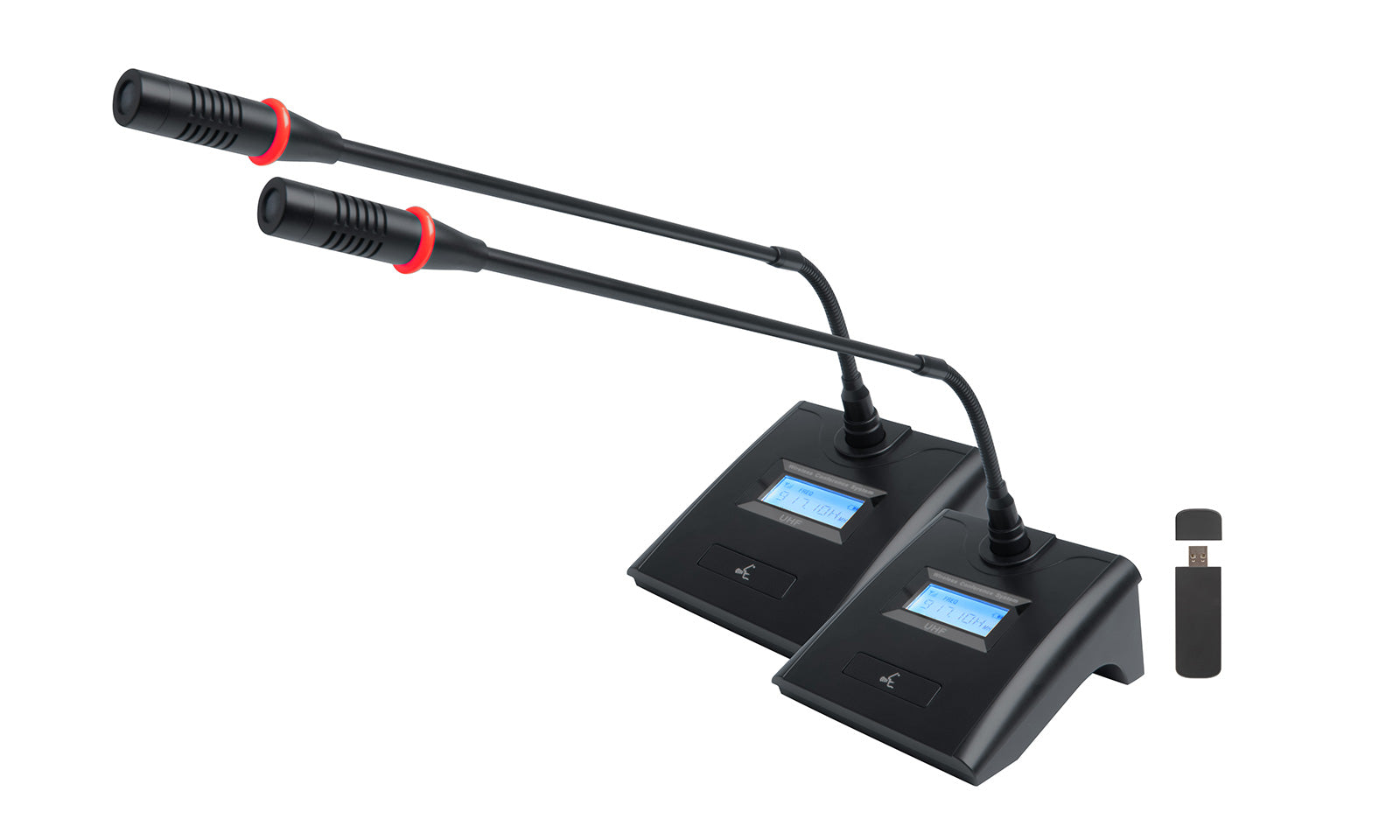 Dual Wireless USB conference mic system.