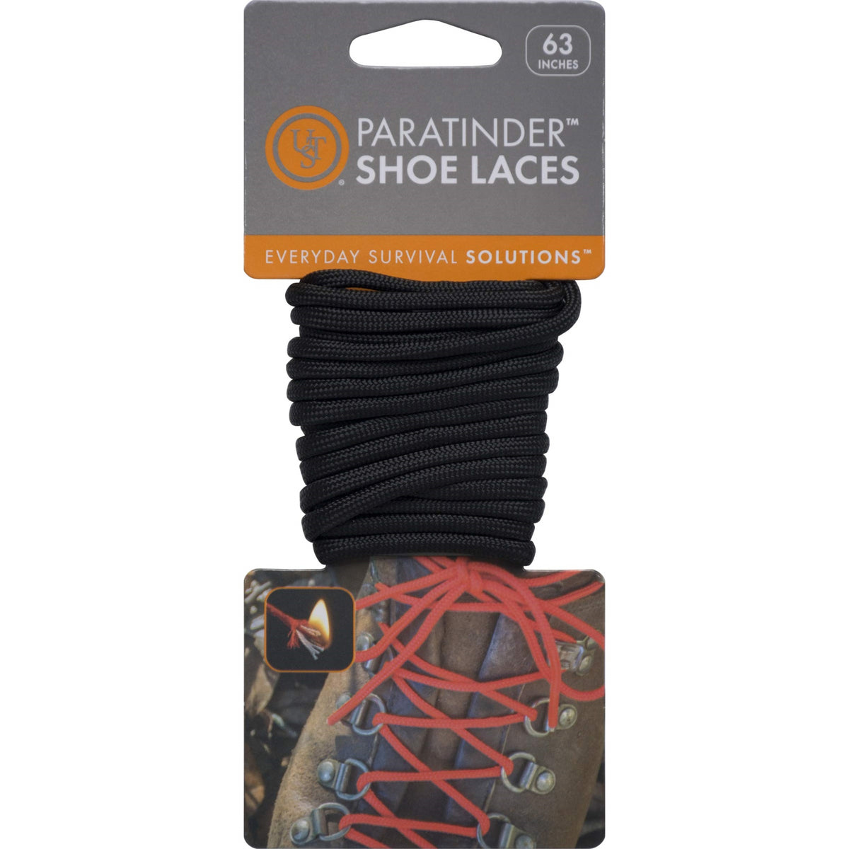Ust Paratinder Shoe Laces, Black, Card