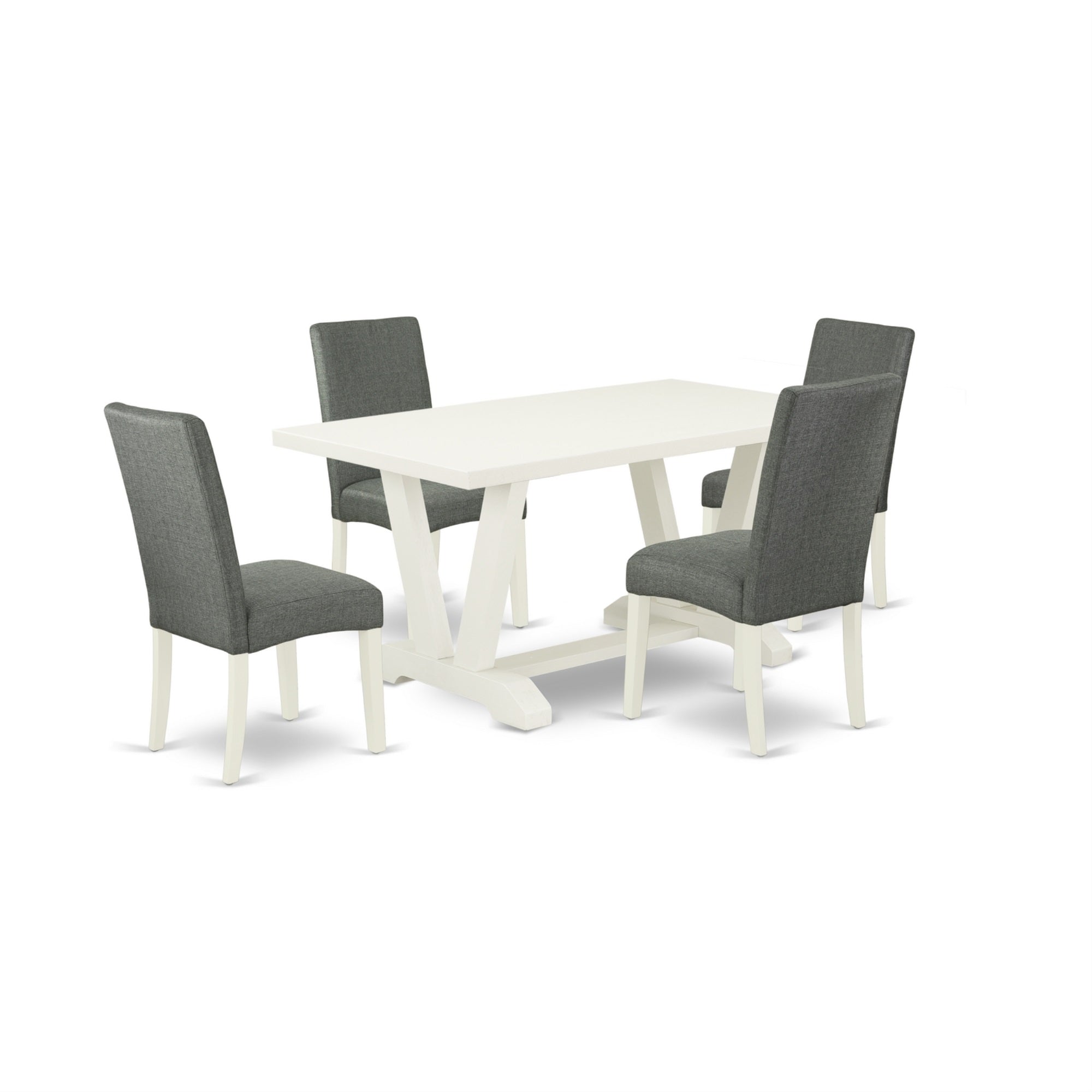 East West Furniture V026Dr207-5 - 5-Piece Dining Room Table Set - 4 Parson Dining Chairs And A Rectangular Table Hardwood Structure