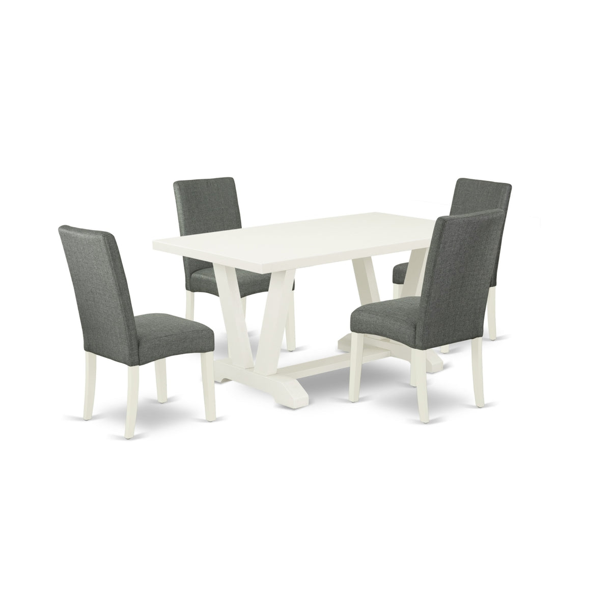 East West Furniture V026Dr207-5 - 5-Piece Dining Room Table Set - 4 Parson Dining Chairs And A Rectangular Table Hardwood Structure