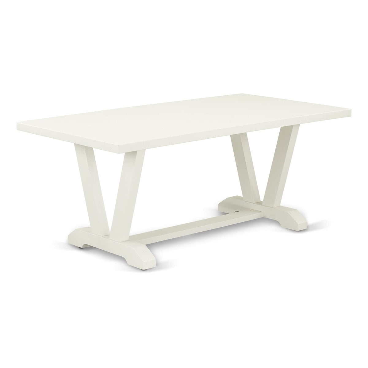 East West Furniture V027Br202-5 V-Style 5 Piece Kitchen Set For 4 Includes A Rectangle Dining Room Table With V-Legs And 4 Light Beige Linen Fabric Parsons Chairs, 40X72 Inch