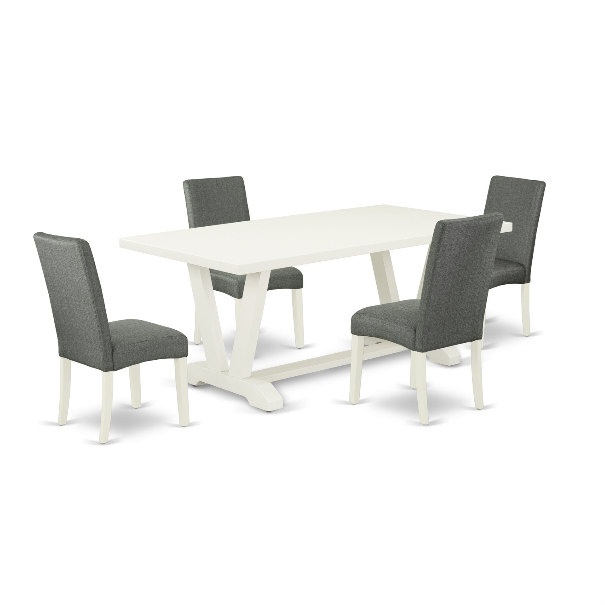 East West Furniture V027Dr207-5 - 5-Piece Dining Room Table Set - 4 Parsons Dining Chairs And Dinette Table Hardwood Frame