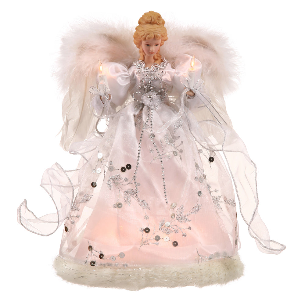 Vickerman 12″ White/Silver Angel Topper Feather - V119702