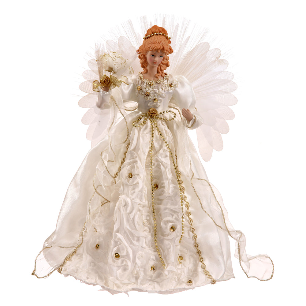 Vickerman 18″ White/Gold Angel Topper Fiber Optic - V119806