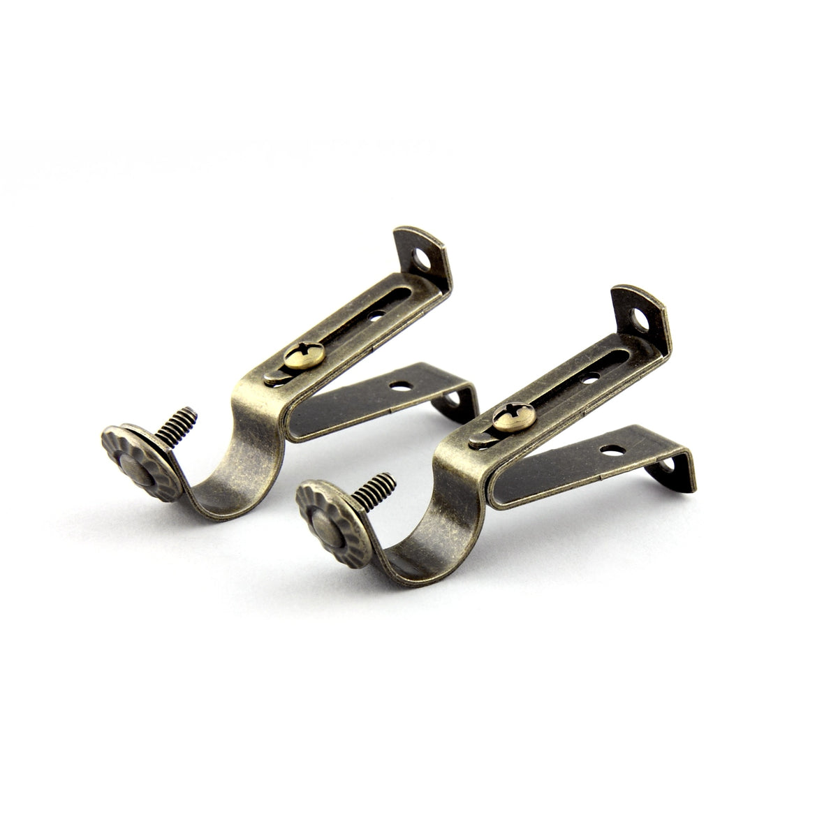 13/16 Inch Single Brackets Pair - Antique Brass